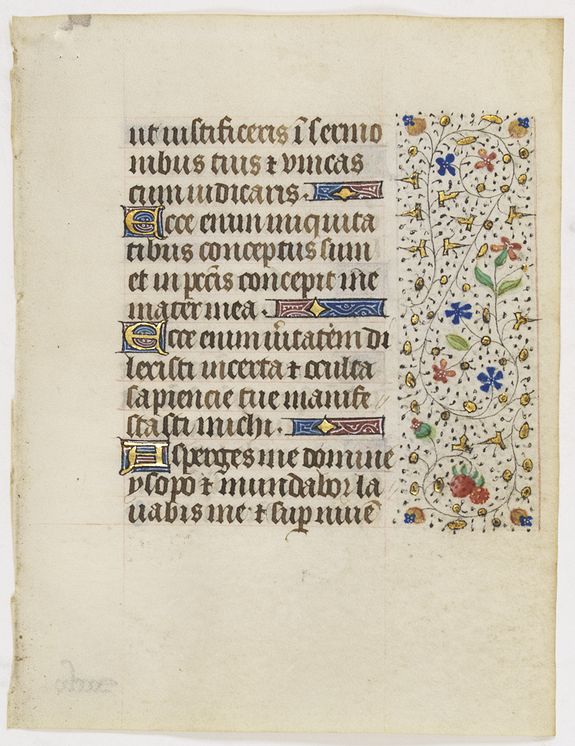 FRANCISCAN BOOK OF HOURS, Leaf on vellum from a manuscript Book of Hours, use of Rome., antique map, old maps