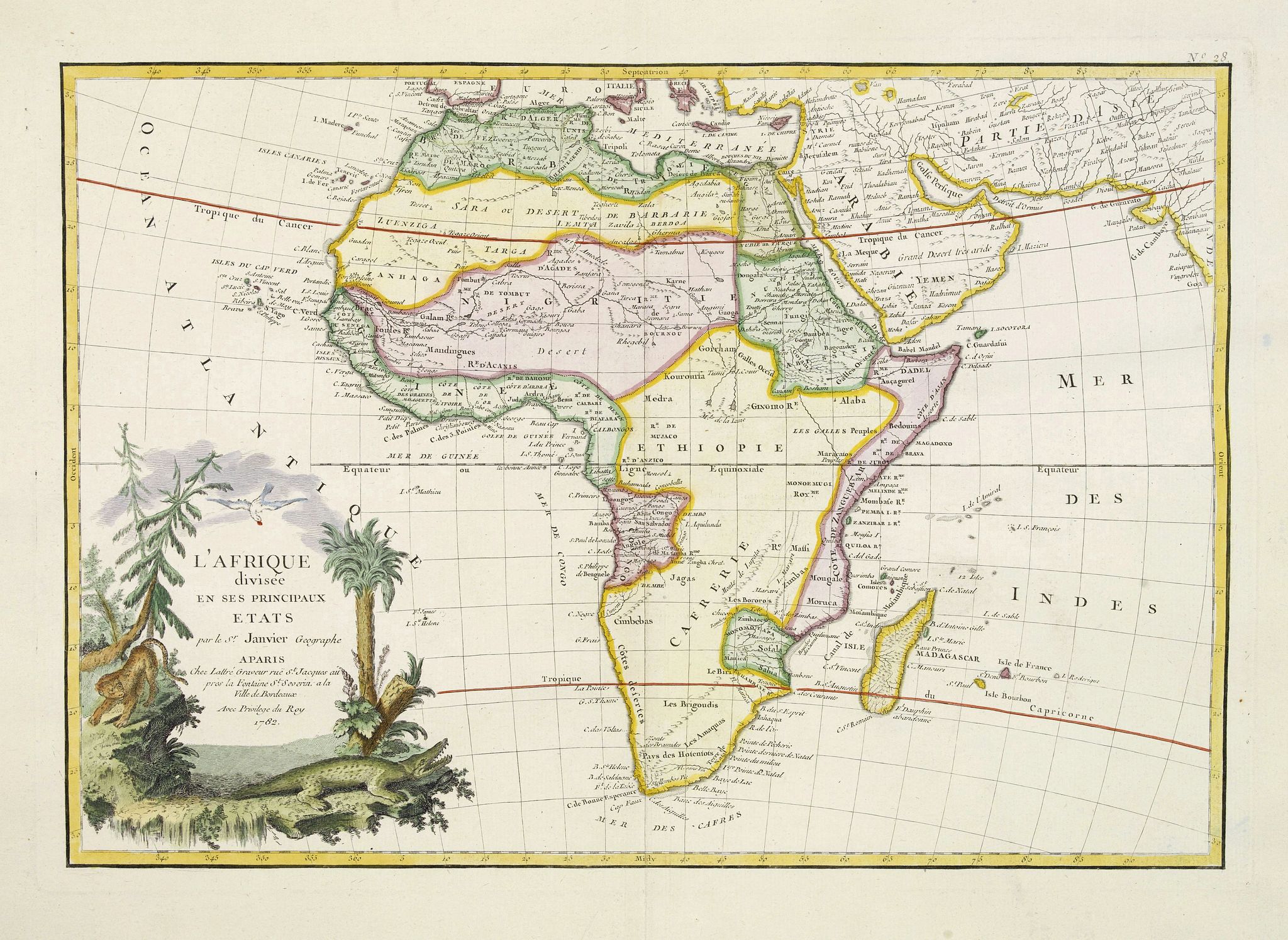 LATTRÉ / JANVIER,Sr., L'Afrique divisée en ses principaux Etats. . ., antique map, old maps
