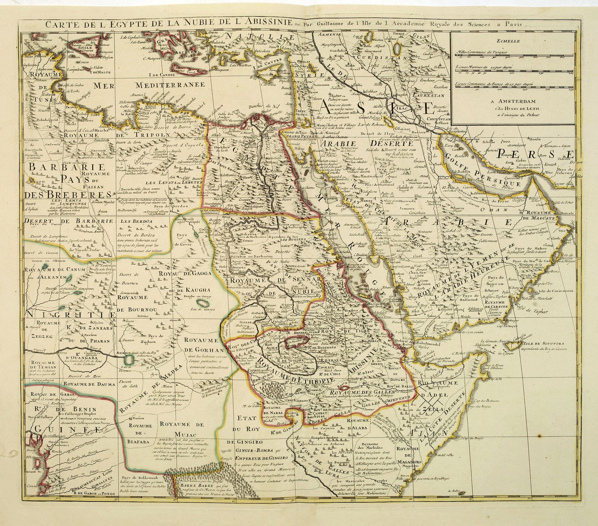 DE LETH, H., Carte de L\'Egypte de la Nubie de L\'Abissinie. . ., antique map, old maps