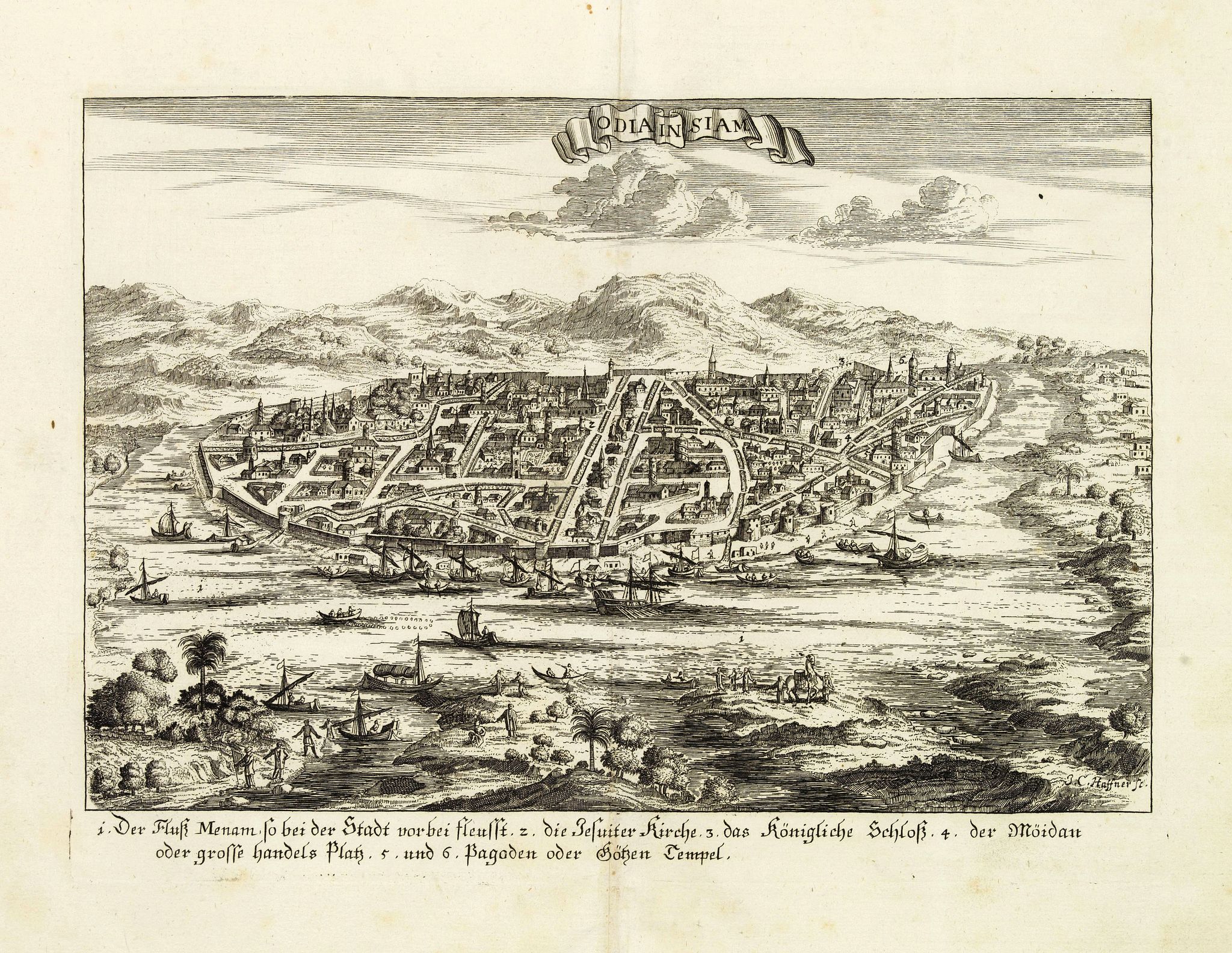 WAGNER, J.C., Odia in Siam, antique map, old maps