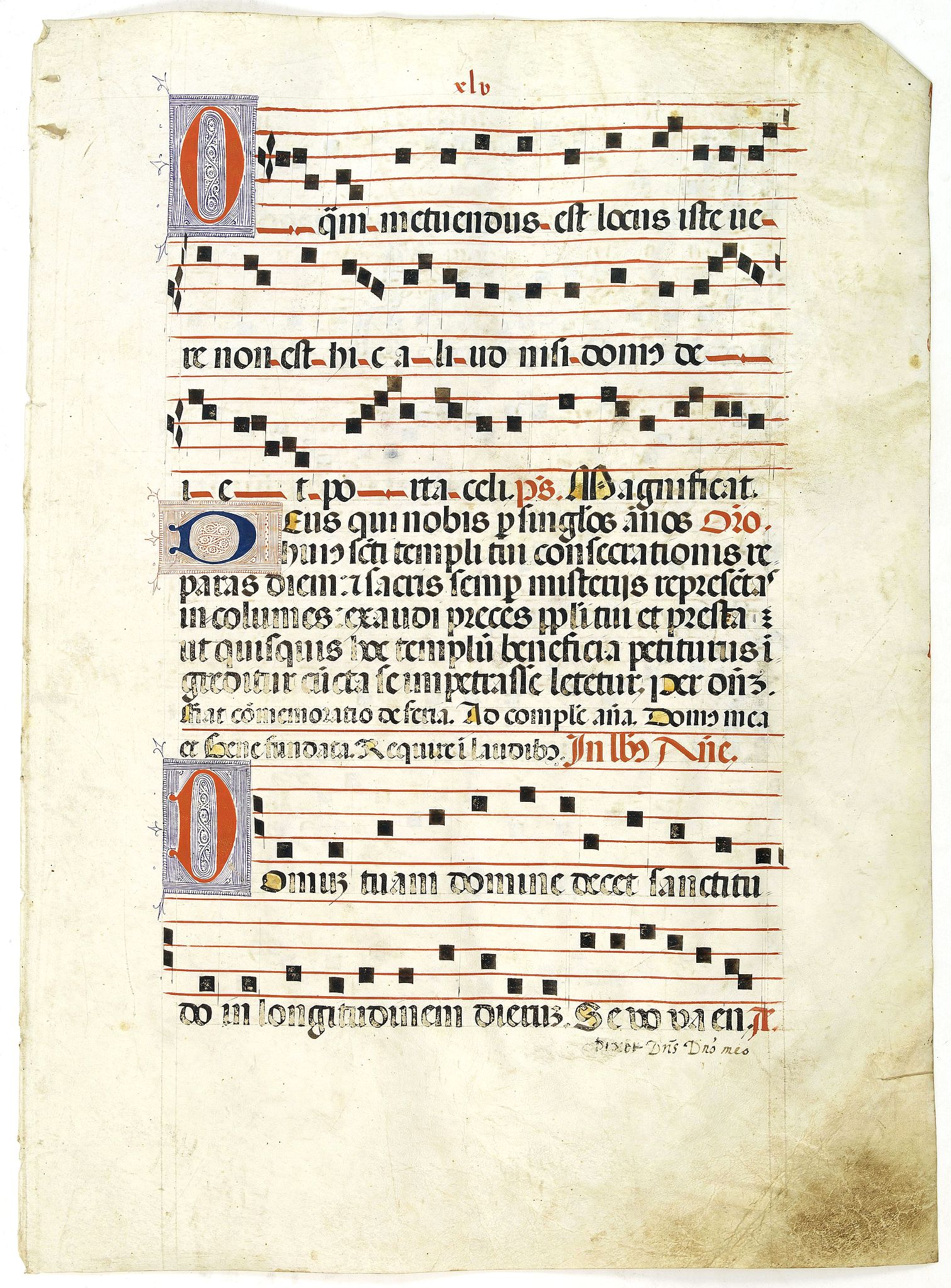 ANTIPHONARIUM., Leaf on vellum from a antiphonary., antique map, old maps