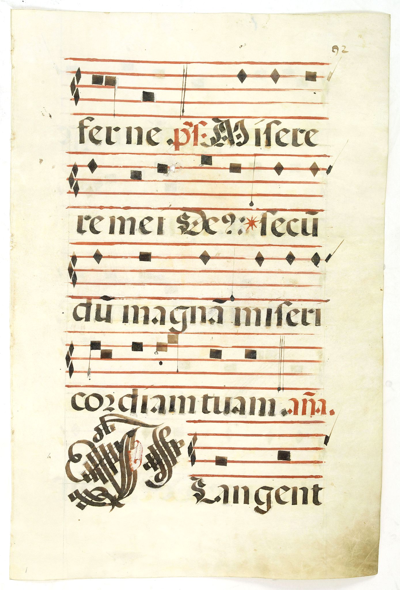 ANTIPHONER, Leaf of manuscript music from an Antiphonary., antique map, old maps