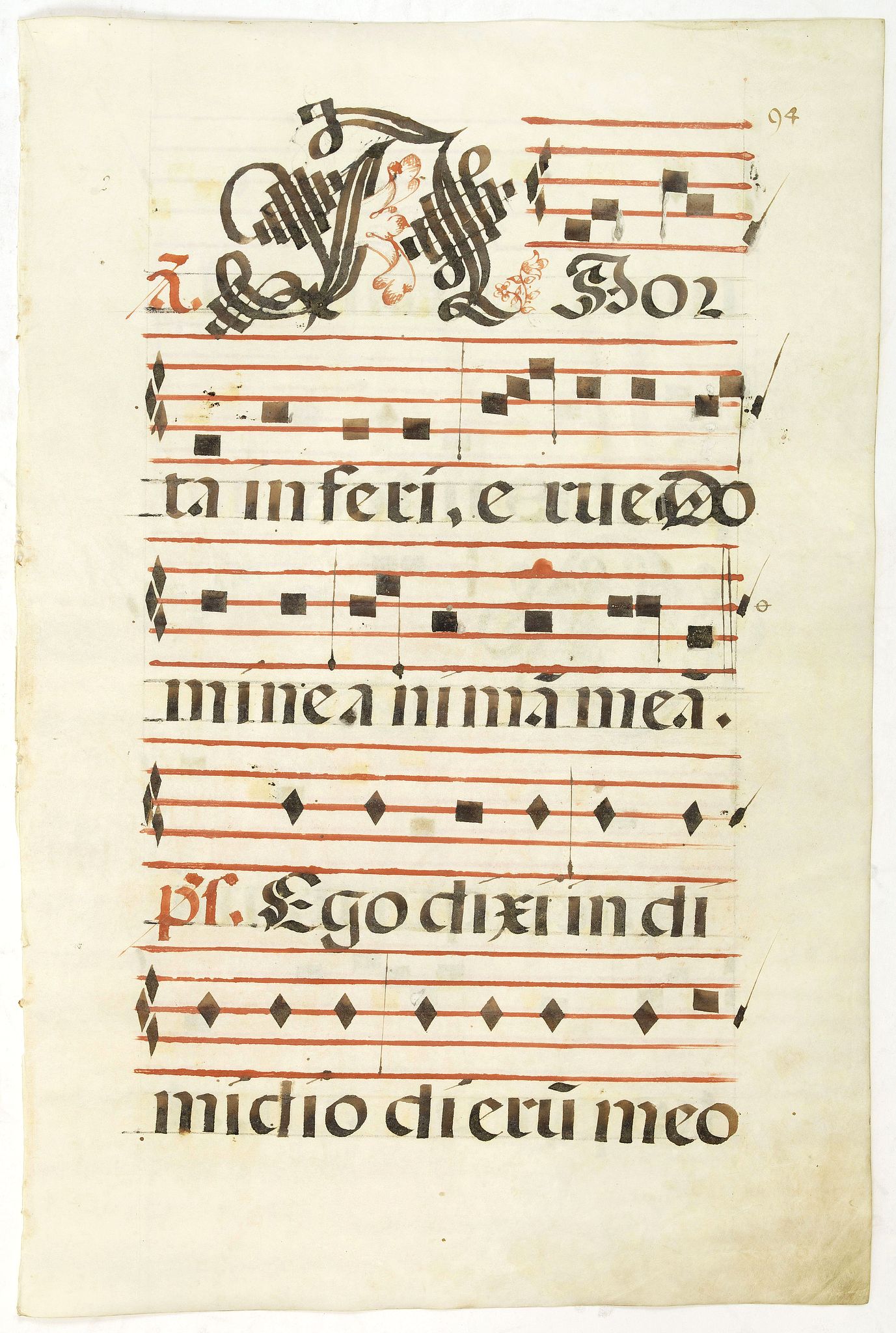 ANTIPHONER, Leaf of manuscript music from an Antiphonary., antique map, old maps