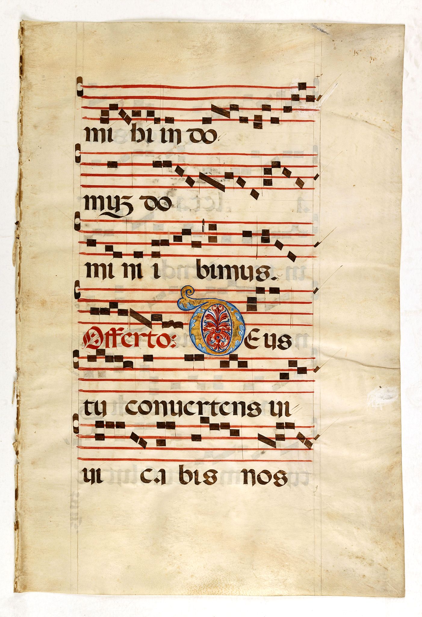 ANTIPHONARIUM, Leaf on vellum from an antiphonary., antique map, old maps