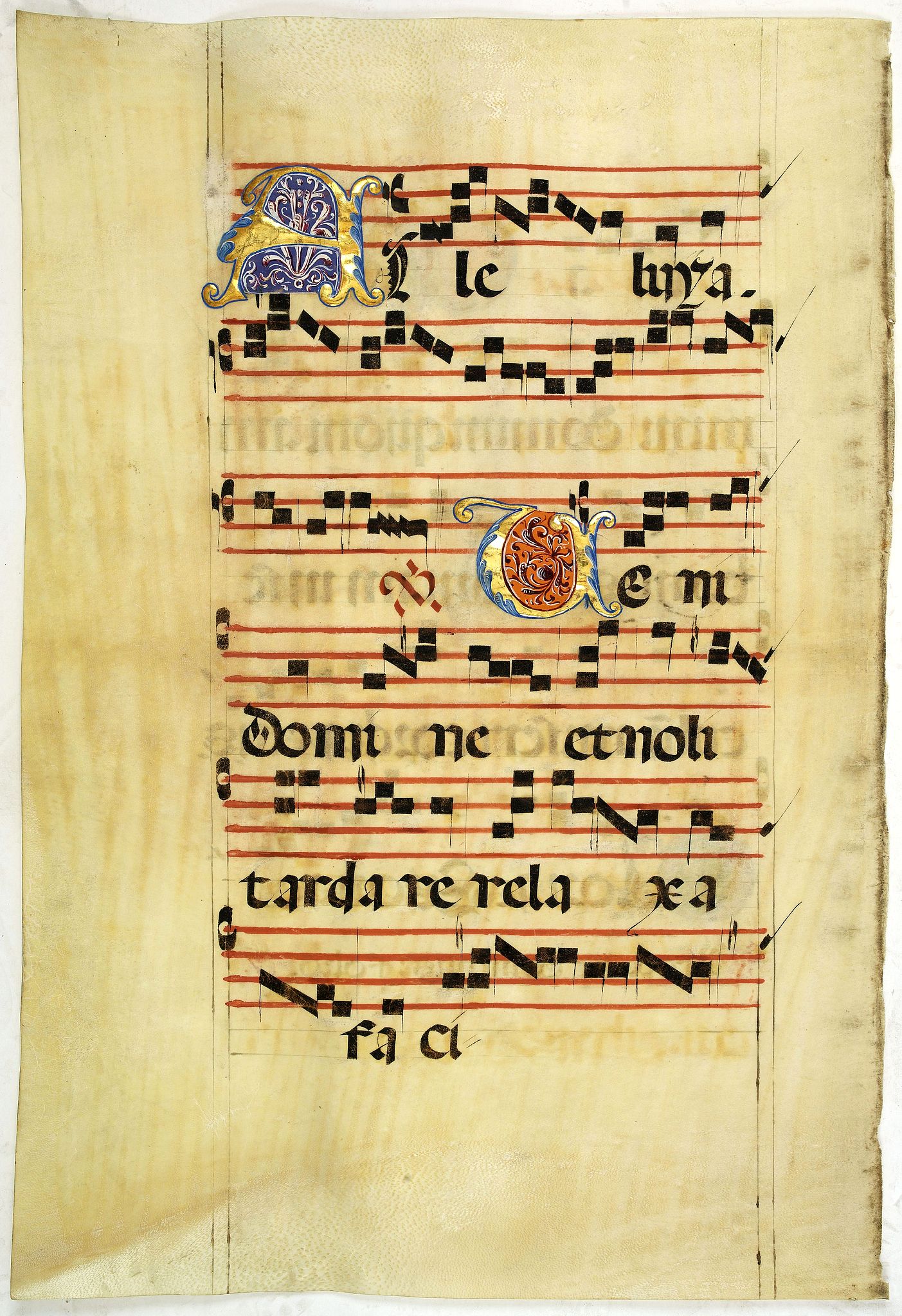 ANTIPHONARIUM, Leaf on vellum from an antiphonary., antique map, old maps