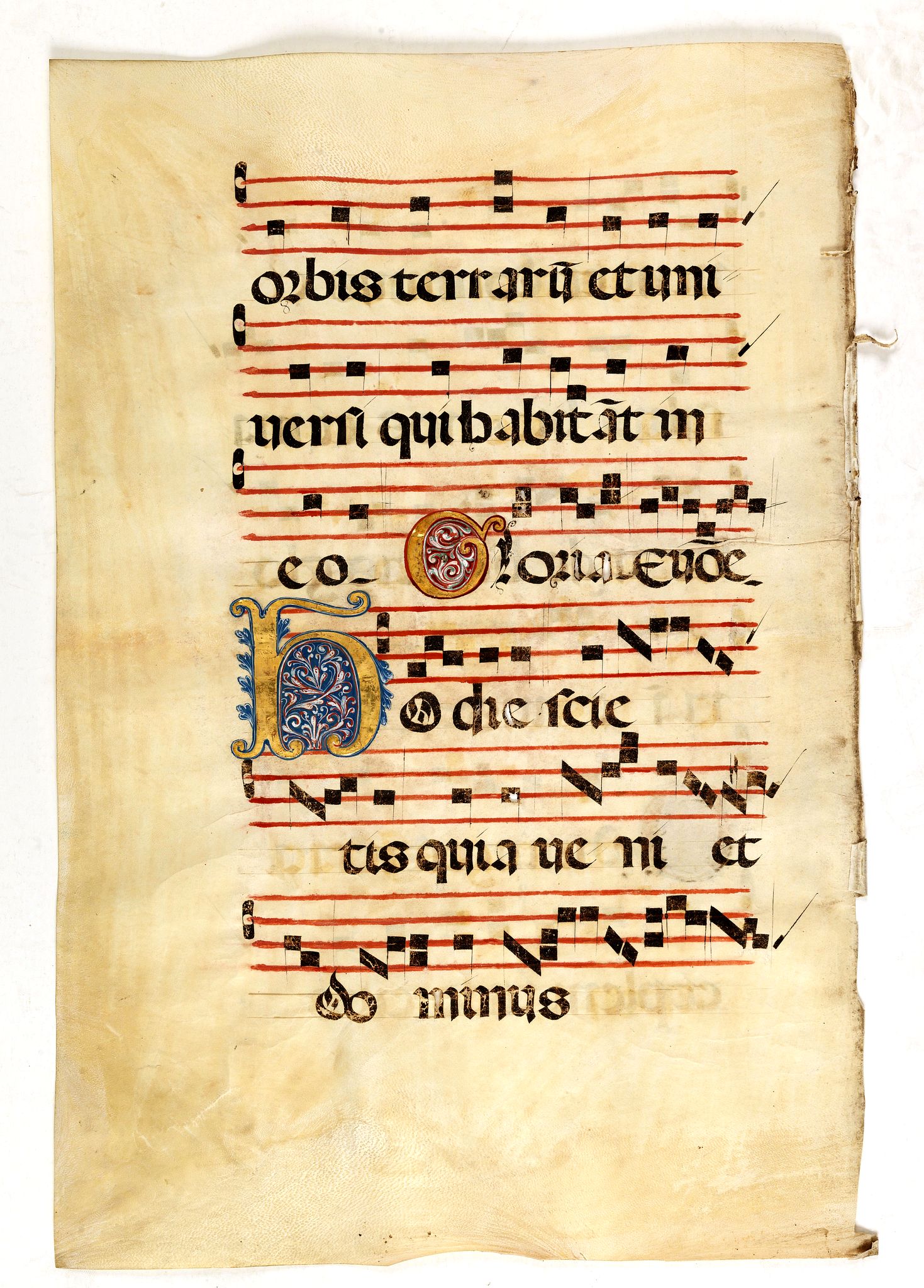 ANTIPHONARIUM, Leaf on vellum from an antiphonary., antique map, old maps
