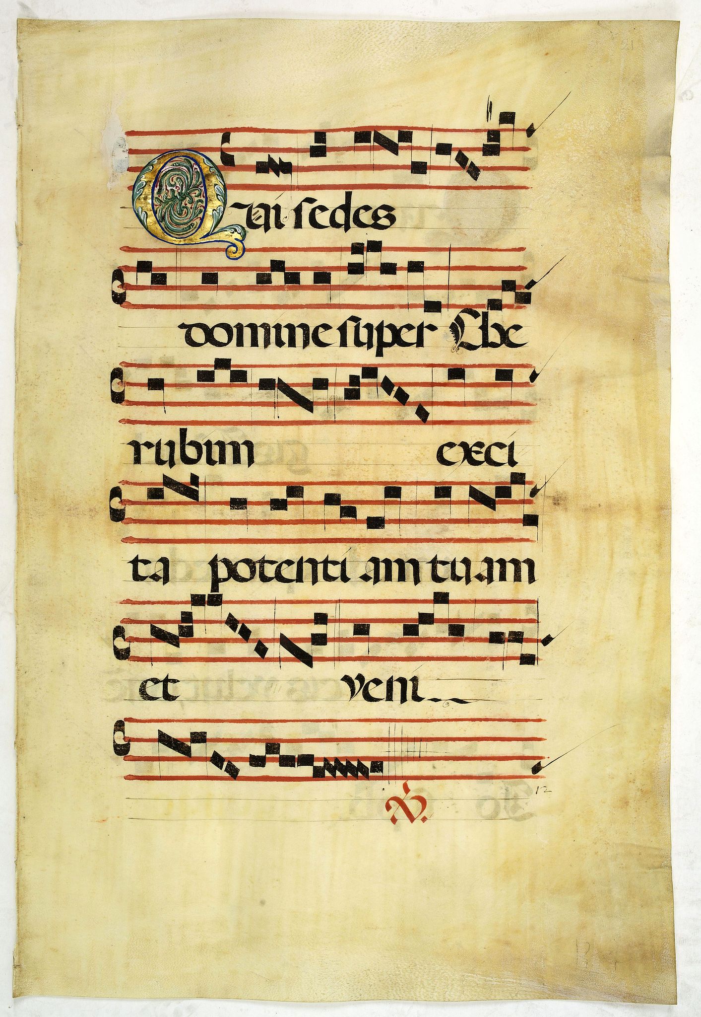 ANTIPHONARIUM, Leaf on vellum from an antiphonary., antique map, old maps
