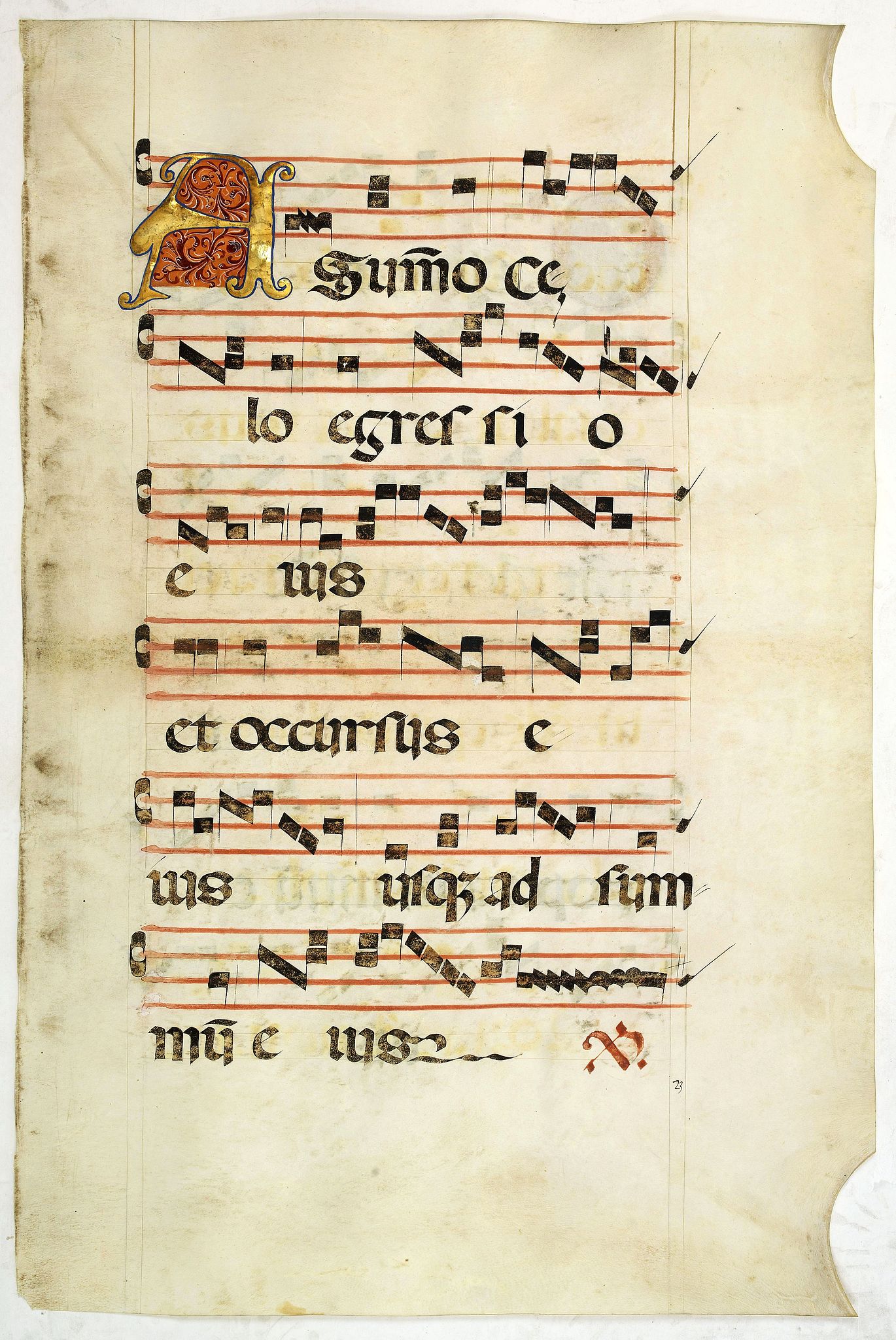 ANTIPHONARIUM, Leaf on vellum from an antiphonary., antique map, old maps
