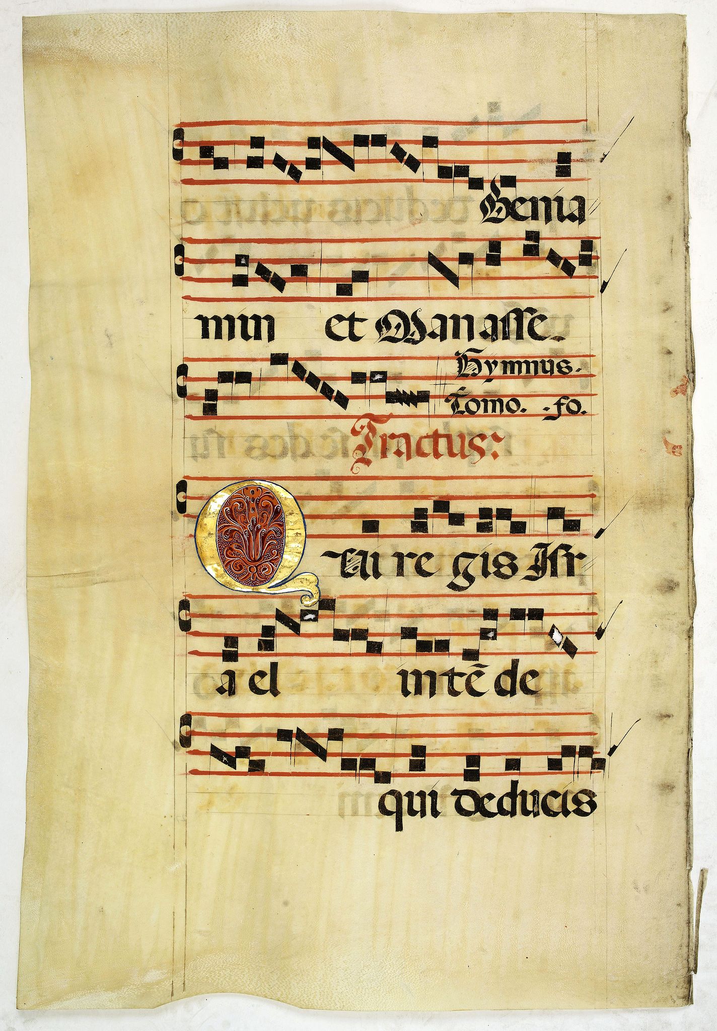 ANTIPHONARIUM, Leaf on vellum from an antiphonary., antique map, old maps