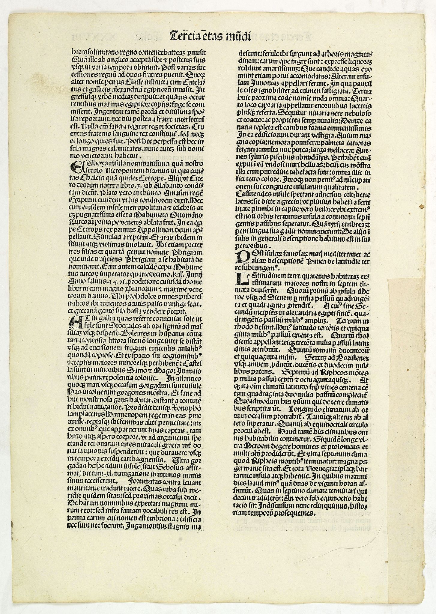 SCHEDEL, H., Tercia Etas Mundi. Folium.XXXVIII, antique map, old maps