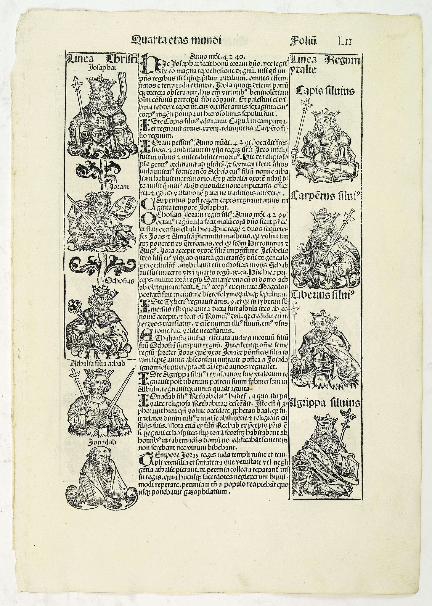 SCHEDEL, H., Quarta Etas Mundi. Folium.LII, antique map, old maps