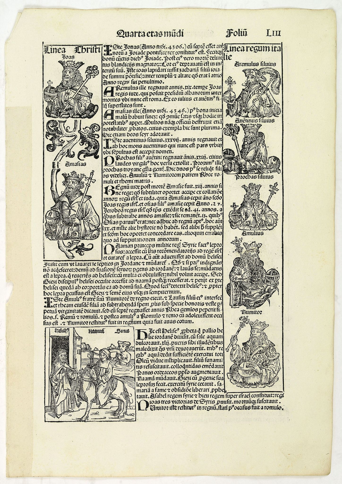 SCHEDEL, H., Quarta Etas Mundi. Folium.LIII, antique map, old maps