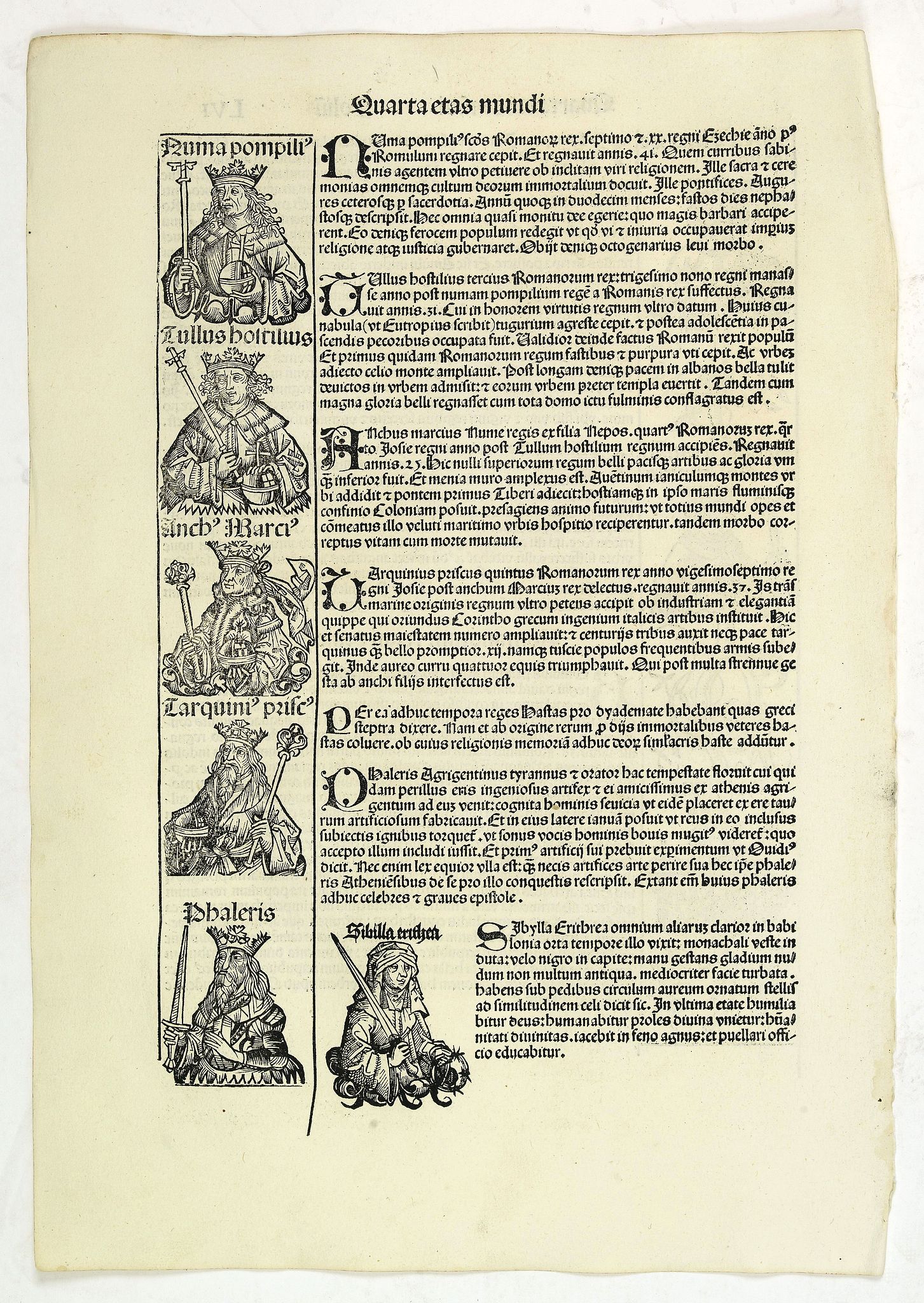 SCHEDEL, H., Quarta Etas Mundi. Folium. LVI, antique map, old maps