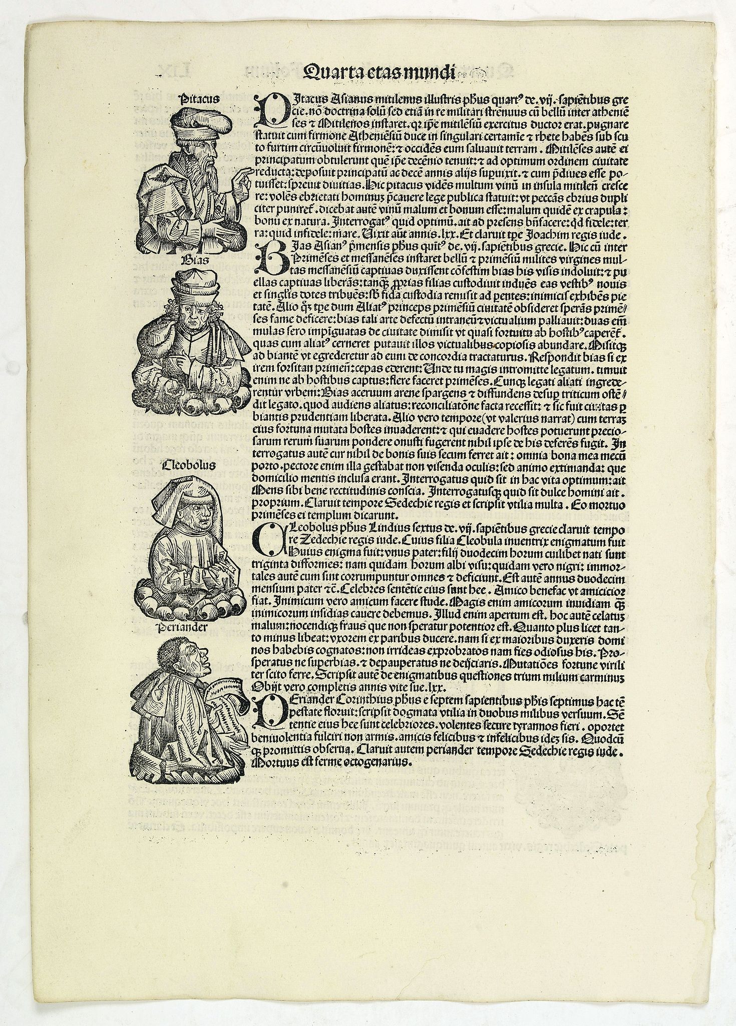SCHEDEL, H., Quarta Etas Mundi. Folium. LIX, antique map, old maps