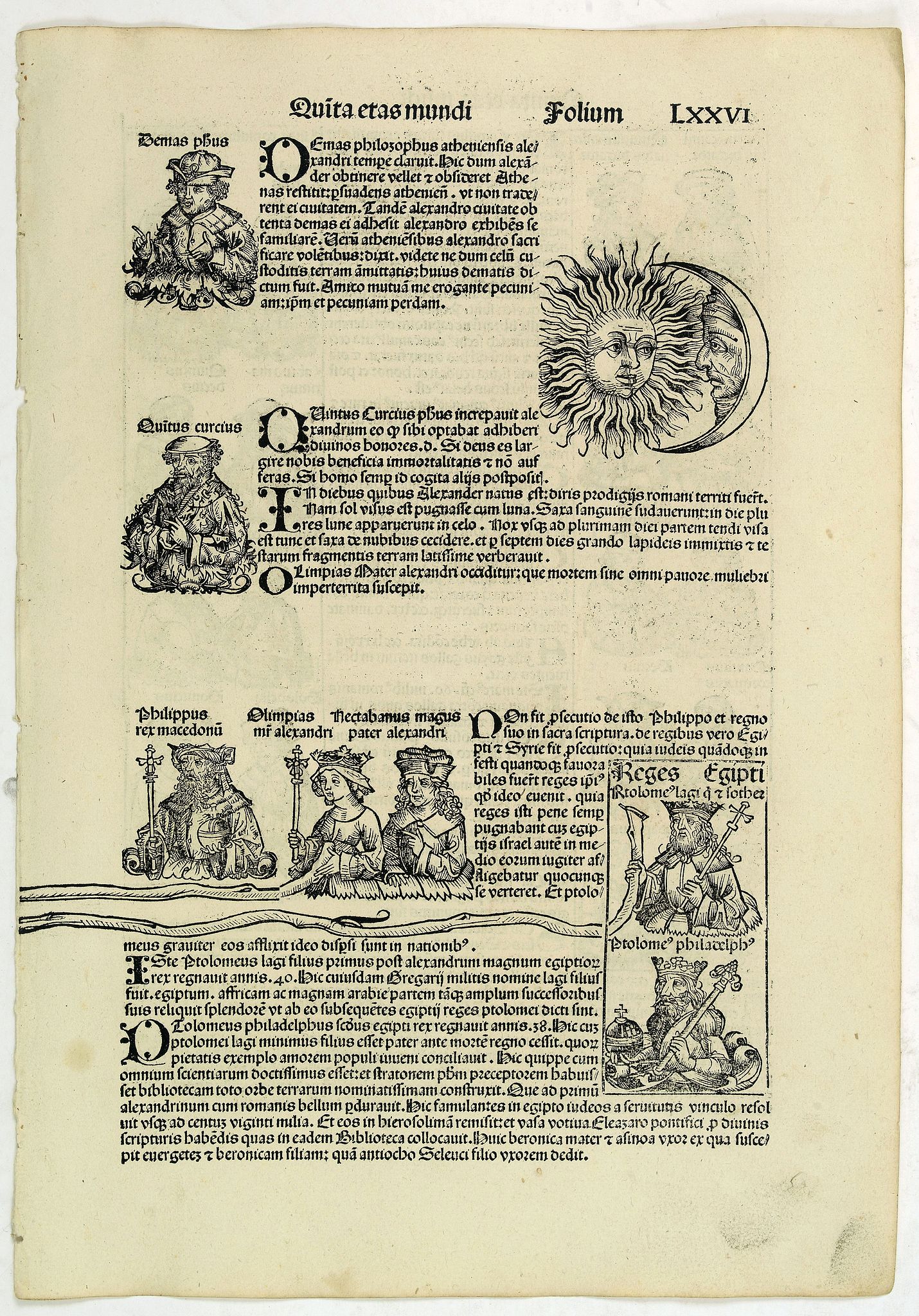 SCHEDEL, H., Quita Etas Mundi. Folium. LXXVI, antique map, old maps