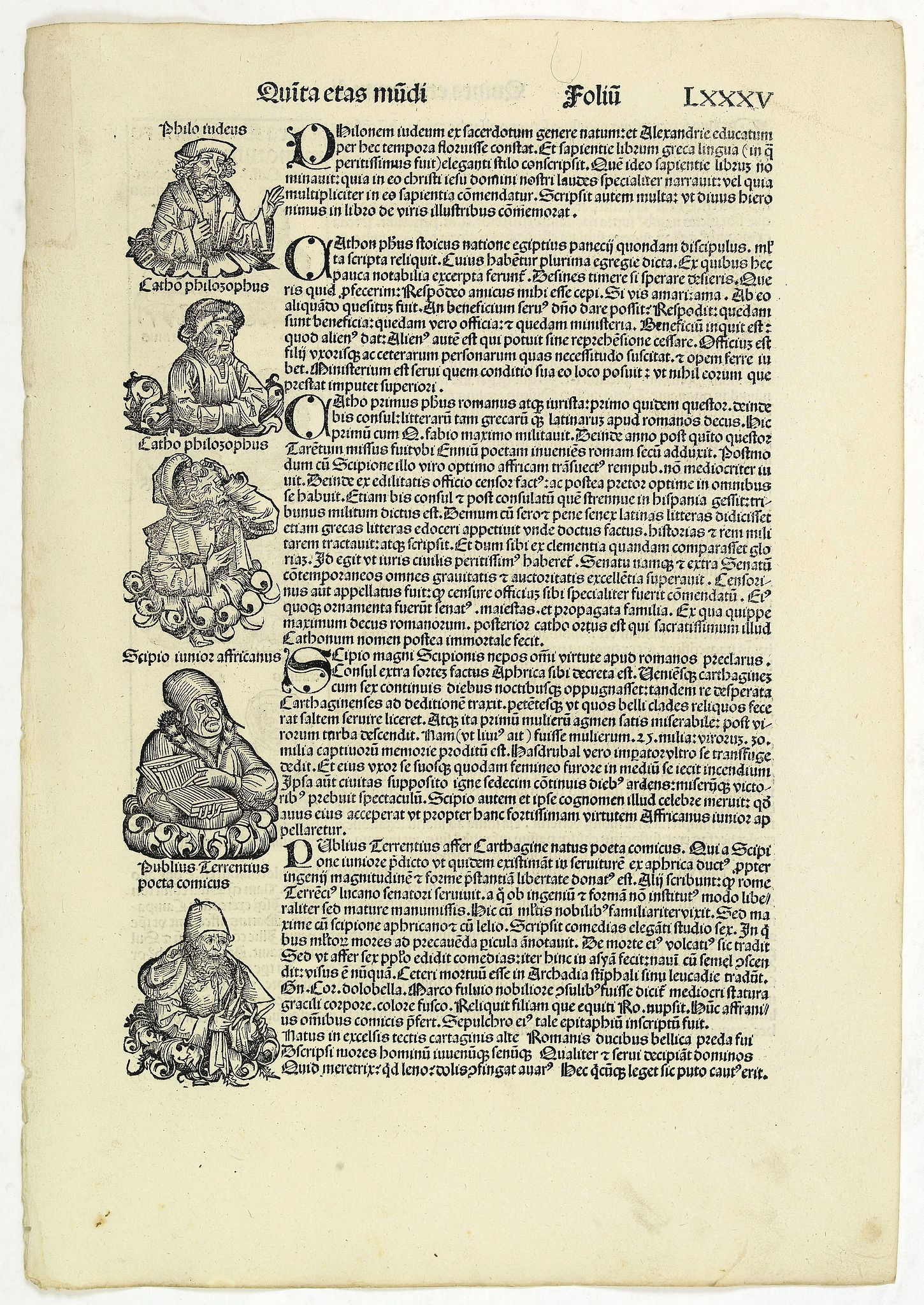 SCHEDEL, H., Quita Etas Mundi. Folium. LXXXV, antique map, old maps