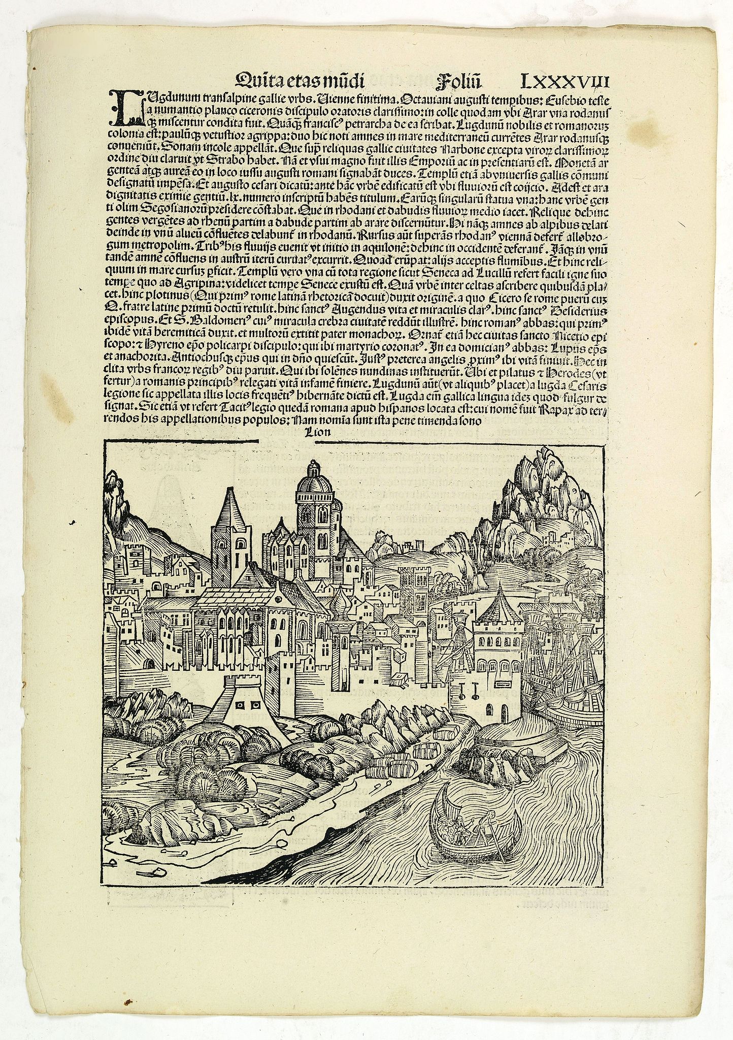 SCHEDEL, H., Quita Etas Mundi. Folium. LXXXVIII, antique map, old maps