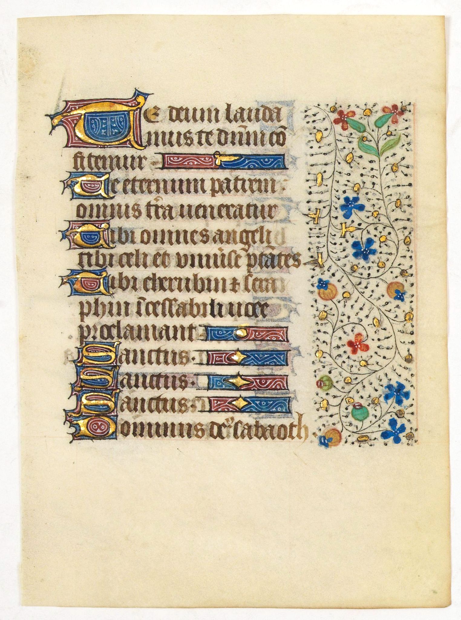 FRANCISCAN BOOK OF HOURS, Leaf on vellum from a manuscript Book of Hours, use of Rome., antique map, old maps