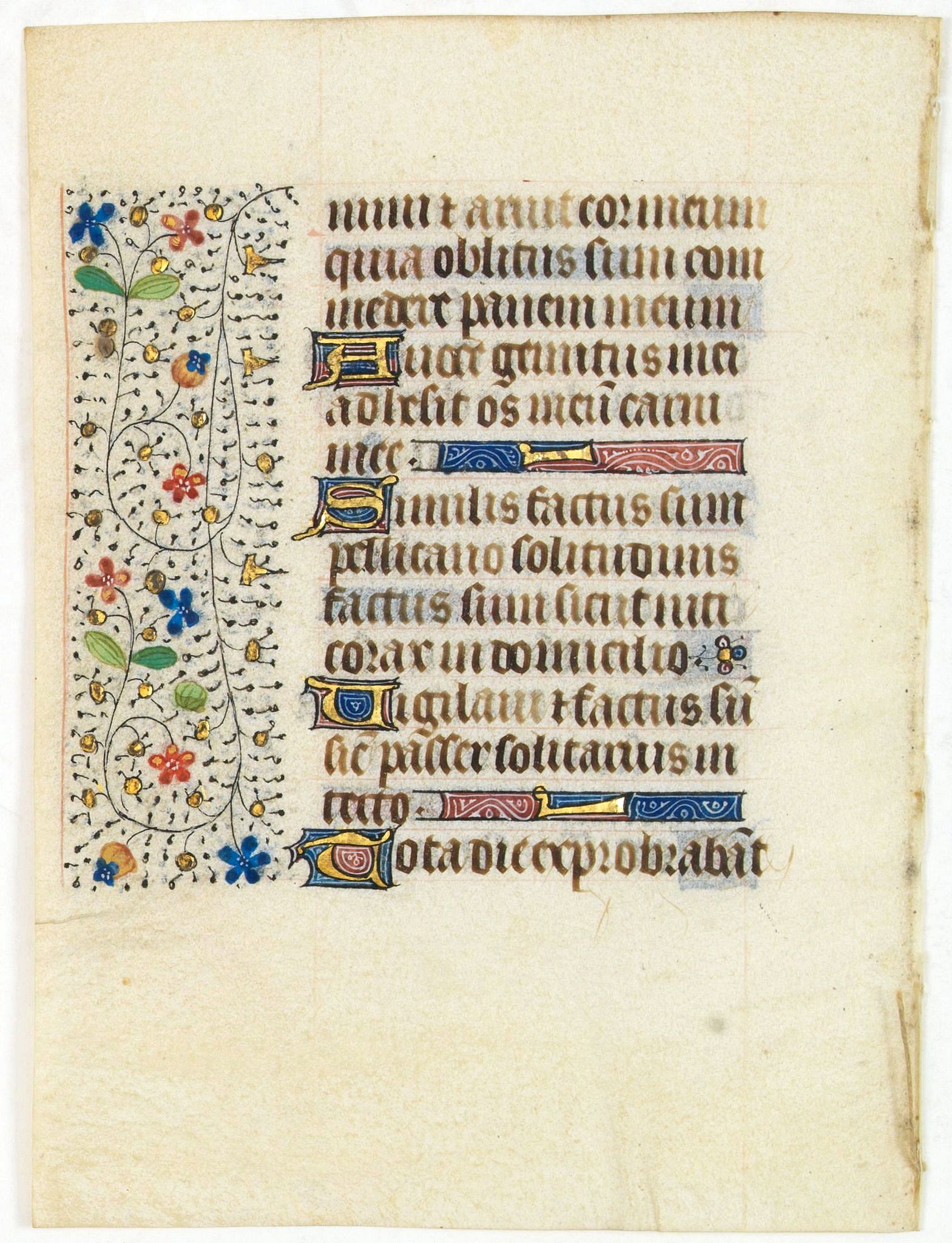 FRANCISCAN BOOK OF HOURS, Leaf on vellum from a manuscript Book of Hours, use of Rome., antique map, old maps