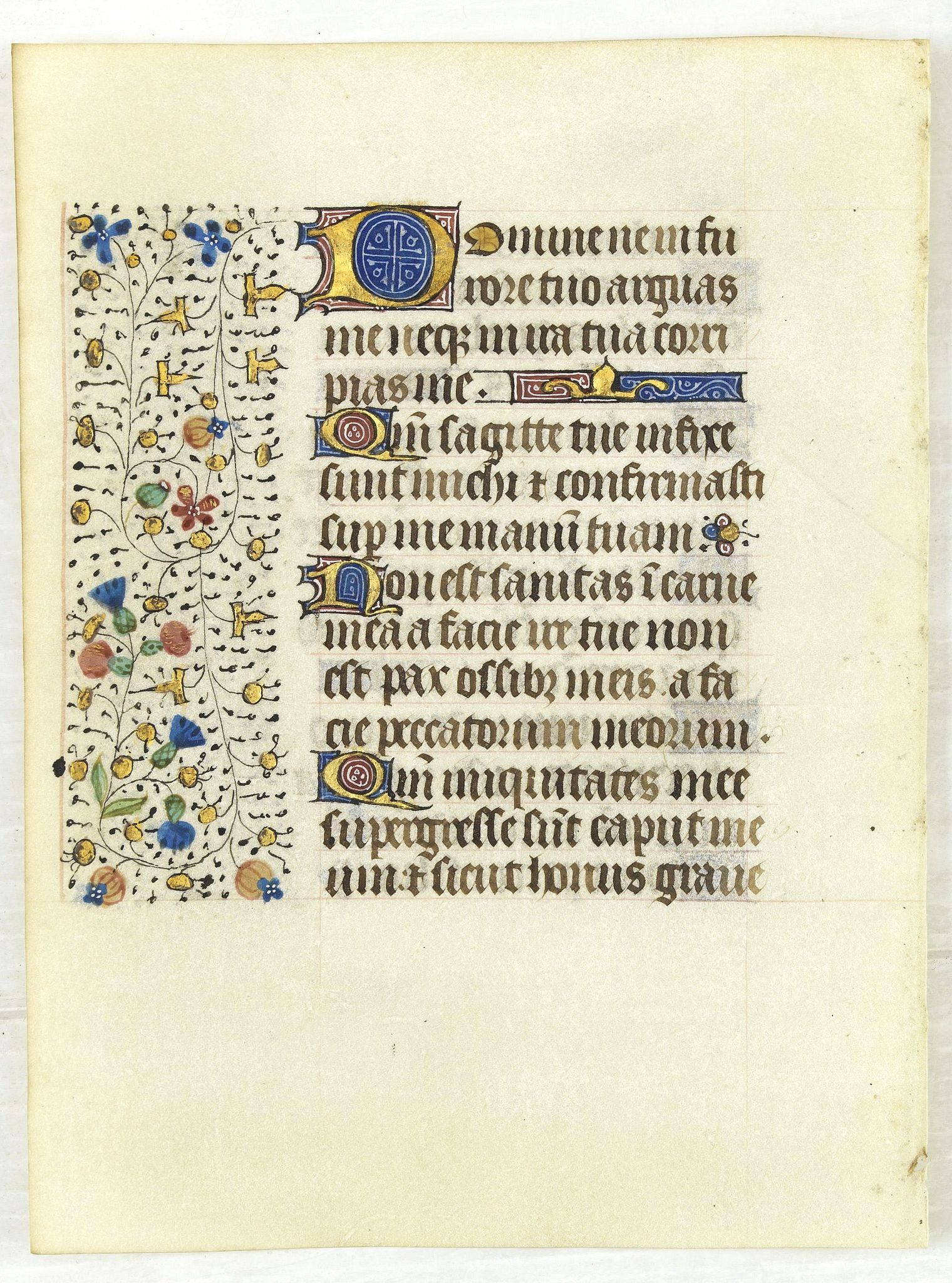 FRANCISCAN BOOK OF HOURS, Leaf on vellum from a manuscript Book of Hours, use of Rome., antique map, old maps