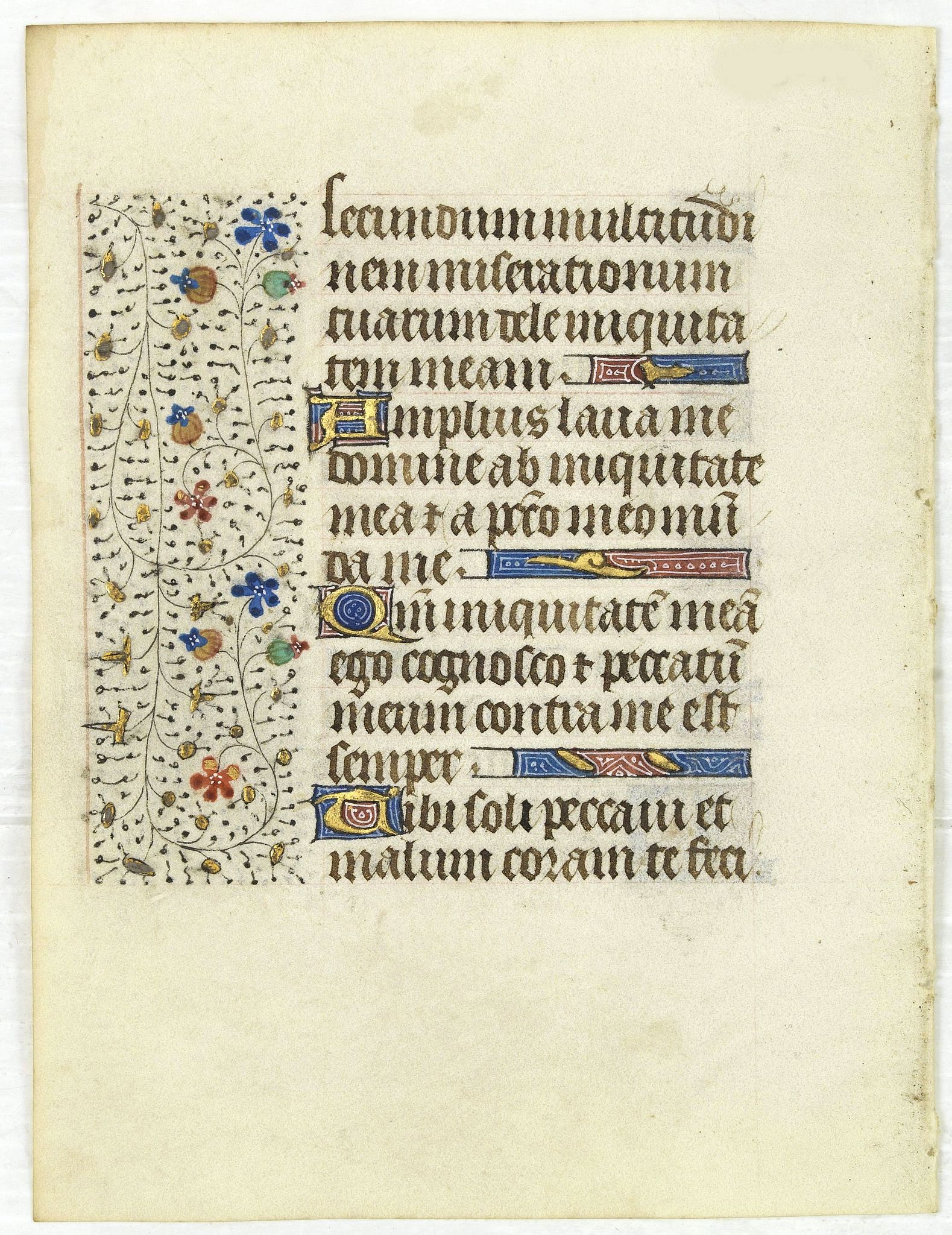 FRANCISCAN BOOK OF HOURS, Leaf on vellum from a manuscript Book of Hours, use of Rome., antique map, old maps