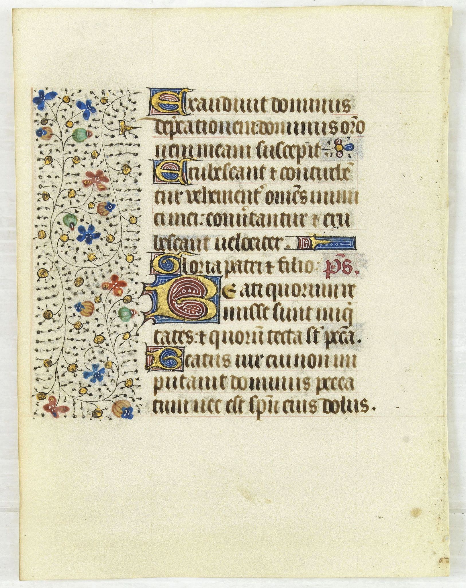 FRANCISCAN BOOK OF HOURS, Leaf on vellum from a manuscript Book of Hours, use of Rome., antique map, old maps
