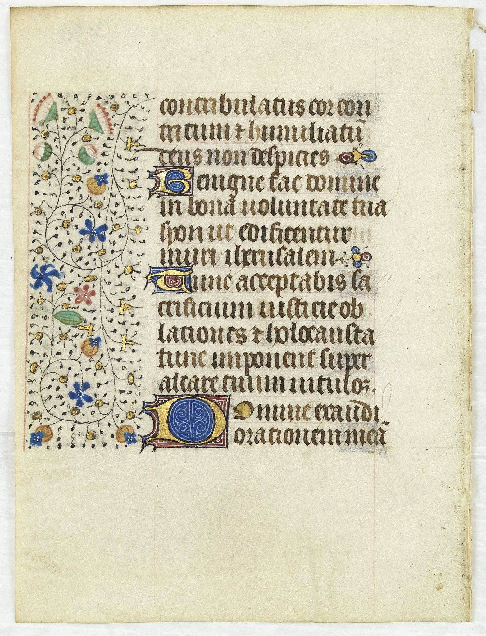 FRANCISCAN BOOK OF HOURS, Leaf on vellum from a manuscript Book of Hours, use of Rome., antique map, old maps
