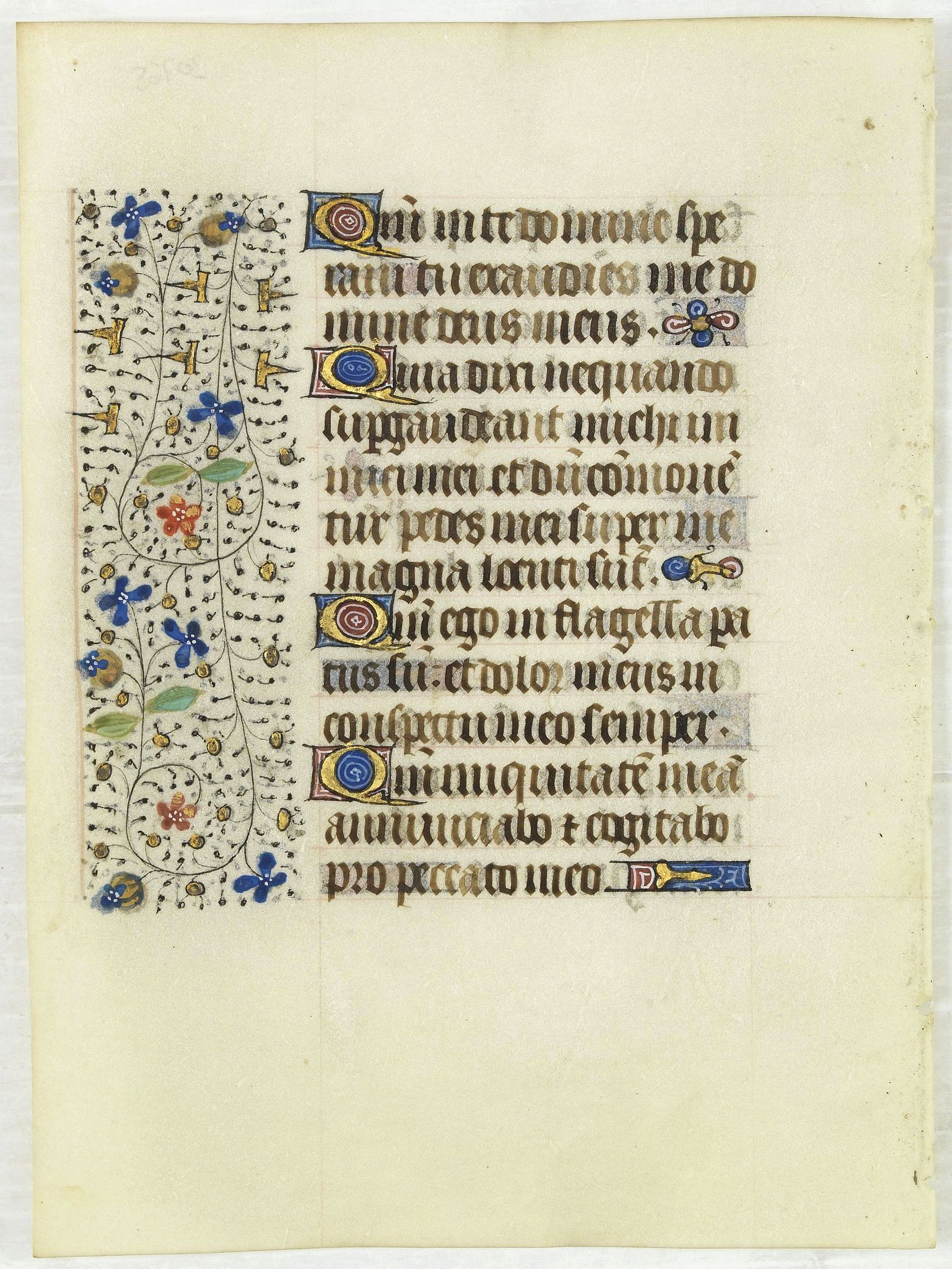 FRANCISCAN BOOK OF HOURS, Leaf on vellum from a manuscript Book of Hours, use of Rome., antique map, old maps