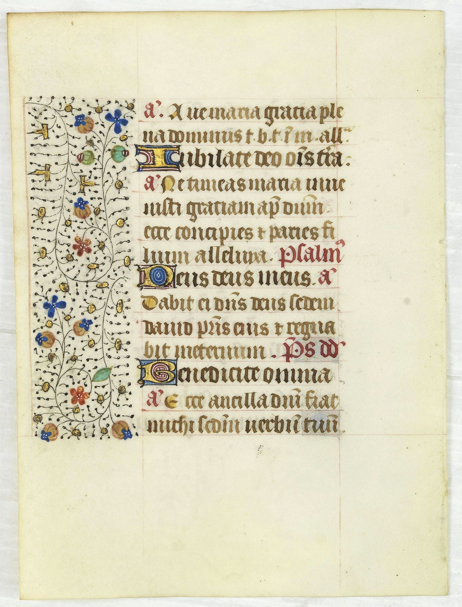 FRANCISCAN BOOK OF HOURS, Leaf on vellum from a manuscript Book of Hours, use of Rome., antique map, old maps