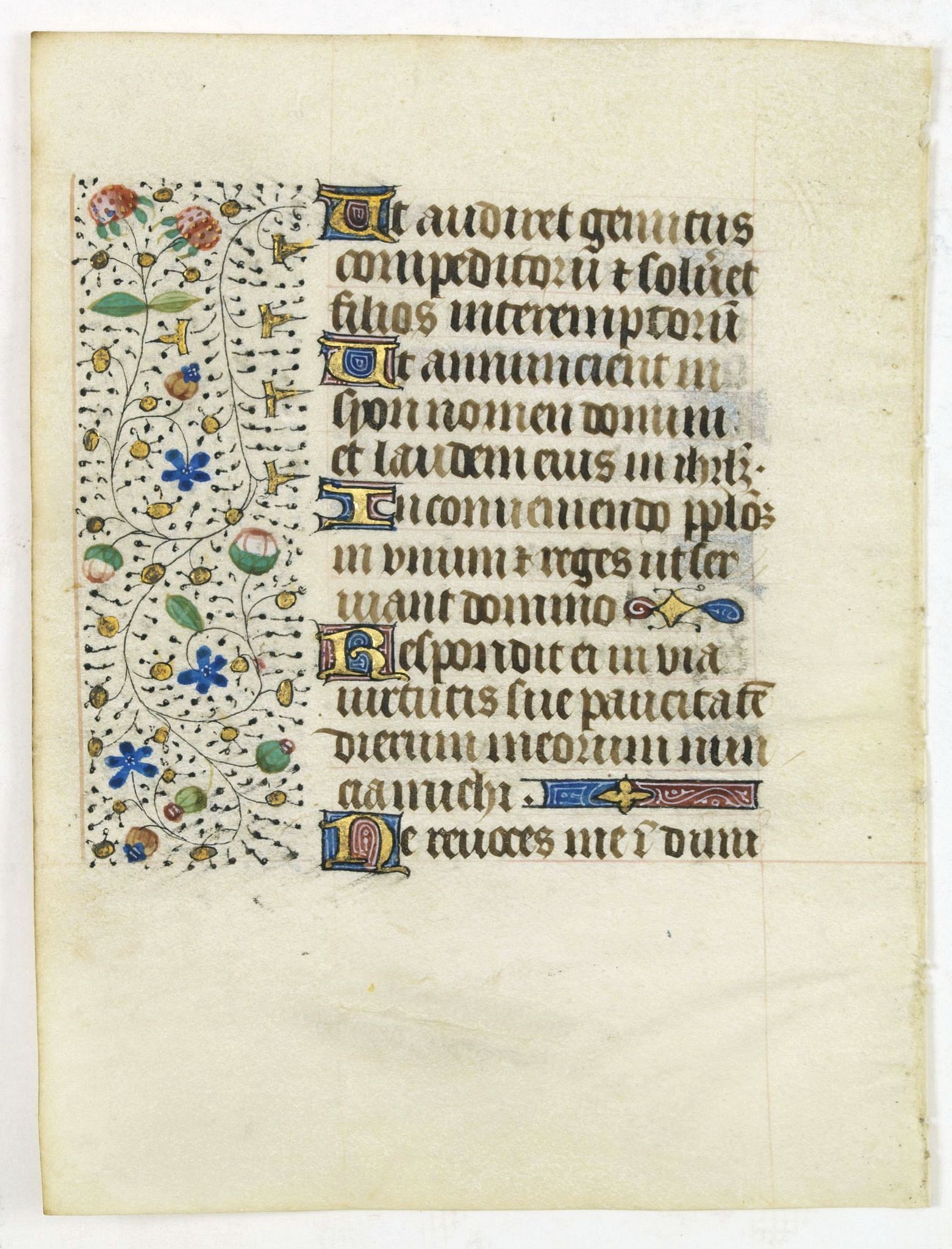 FRANCISCAN BOOK OF HOURS, Leaf on vellum from a manuscript Book of Hours, use of Rome., antique map, old maps
