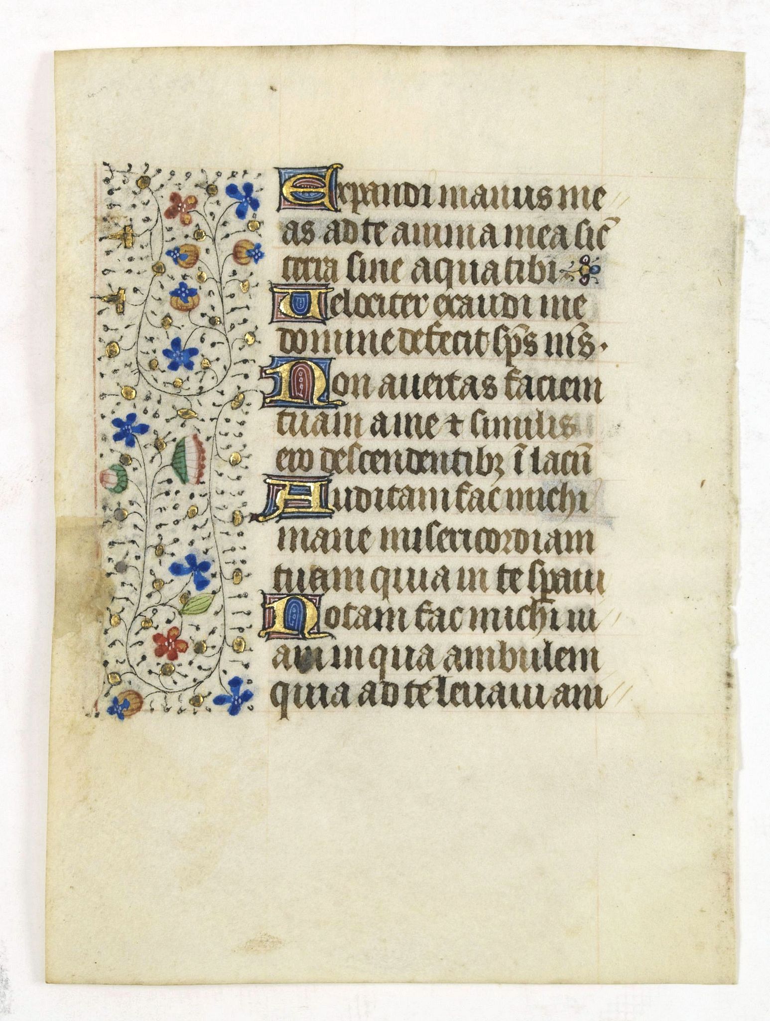 FRANCISCAN BOOK OF HOURS, Leaf on vellum from a manuscript Book of Hours, use of Rome., antique map, old maps