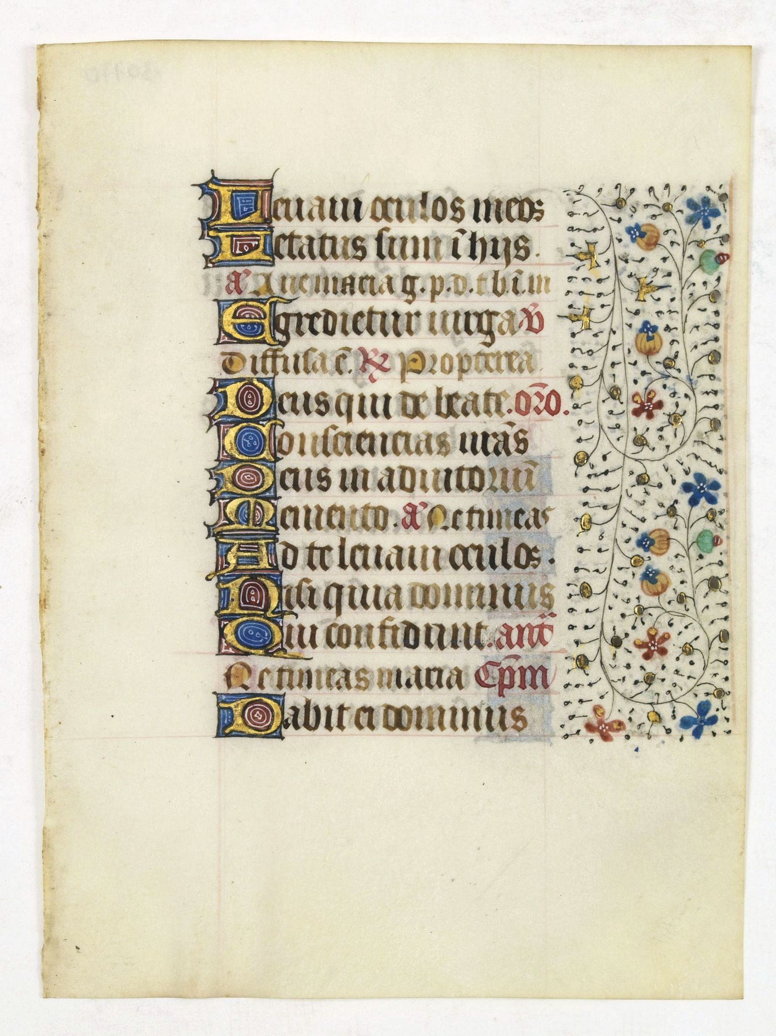 FRANCISCAN BOOK OF HOURS, Leaf on vellum from a manuscript Book of Hours, use of Rome., antique map, old maps