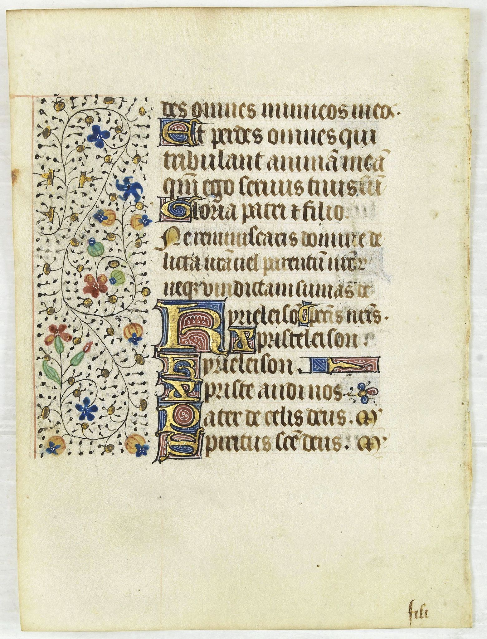 FRANCISCAN BOOK OF HOURS, Leaf on vellum from a manuscript Book of Hours, use of Rome., antique map, old maps