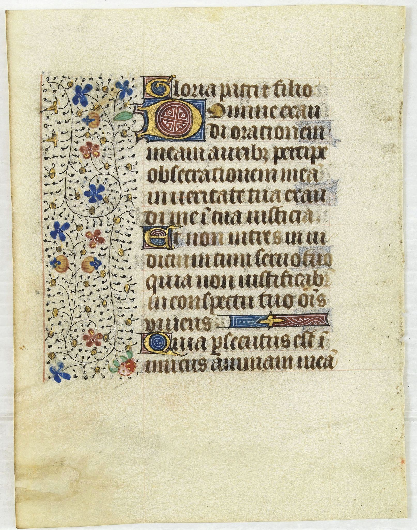 FRANCISCAN BOOK OF HOURS, Leaf on vellum from a manuscript Book of Hours, use of Rome., antique map, old maps