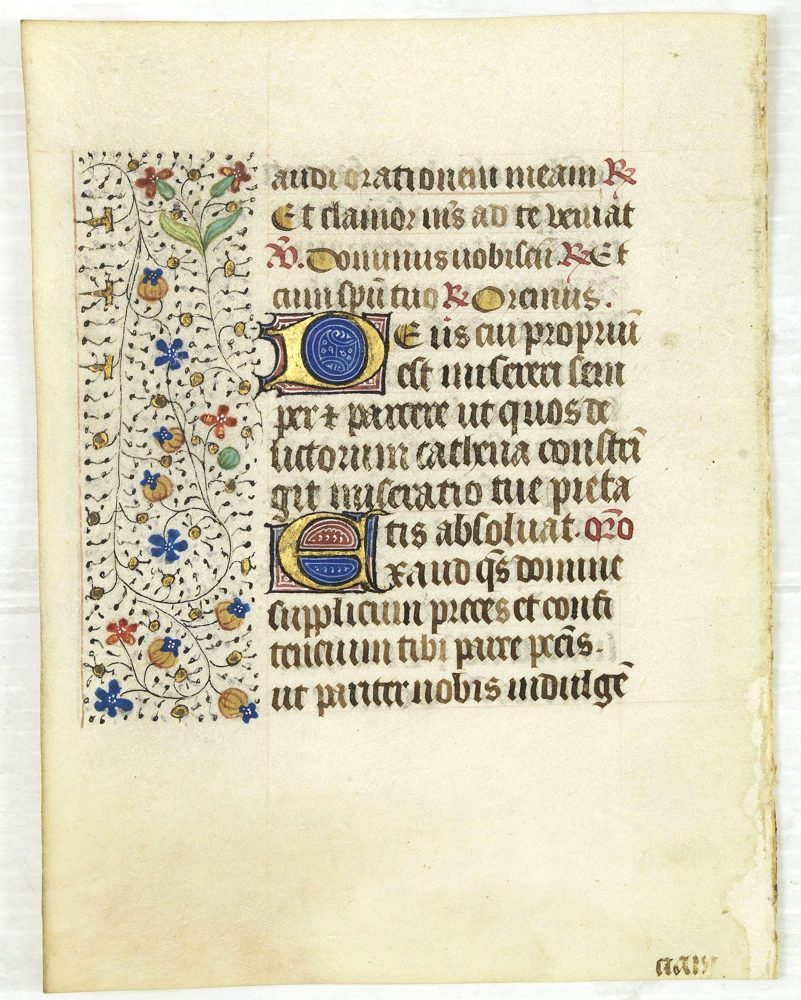 FRANCISCAN BOOK OF HOURS, Leaf on vellum from a manuscript Book of Hours, use of Rome., antique map, old maps