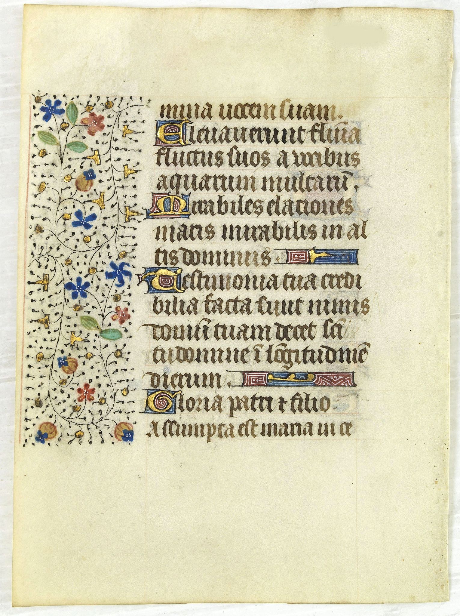 FRANCISCAN BOOK OF HOURS, Leaf on vellum from a manuscript Book of Hours, use of Rome., antique map, old maps