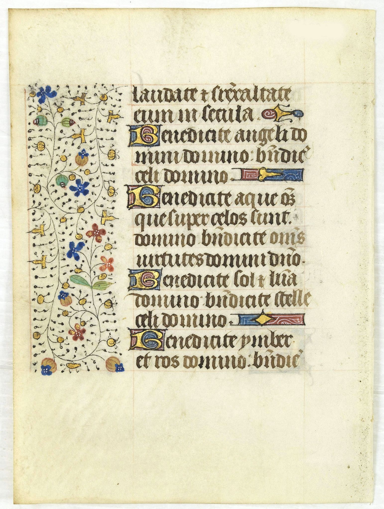 FRANCISCAN BOOK OF HOURS, Leaf on vellum from a manuscript Book of Hours, use of Rome., antique map, old maps