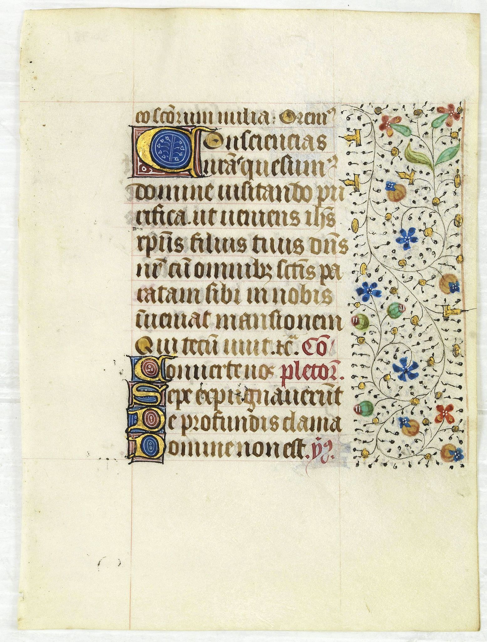 FRANCISCAN BOOK OF HOURS, Leaf on vellum from a manuscript Book of Hours, use of Rome., antique map, old maps