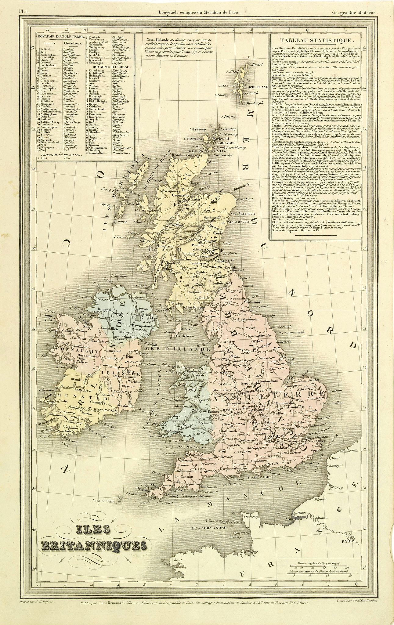 DUFOUR, A.H., Iles Britanniques., antique map, old maps