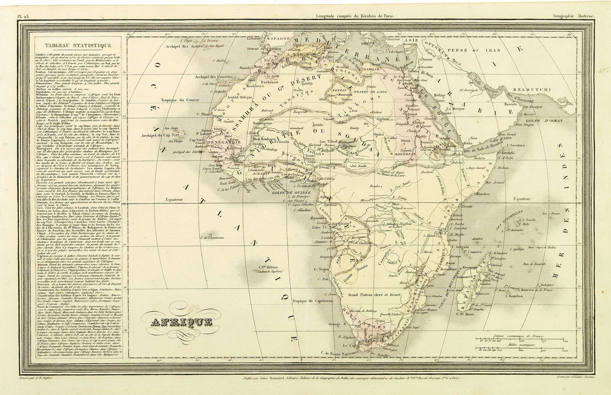DUFOUR, A.H., Afrique., antique map, old maps