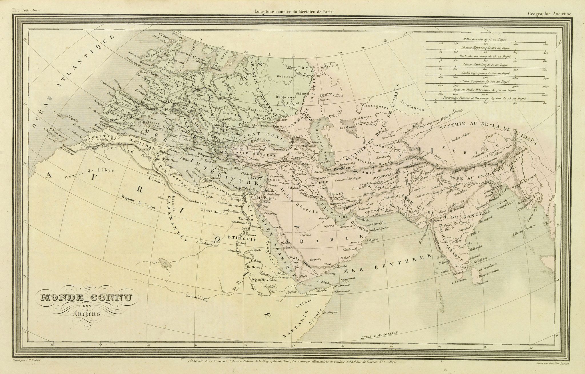DUFOUR, A.H., Monde connu des anciens., antique map, old maps