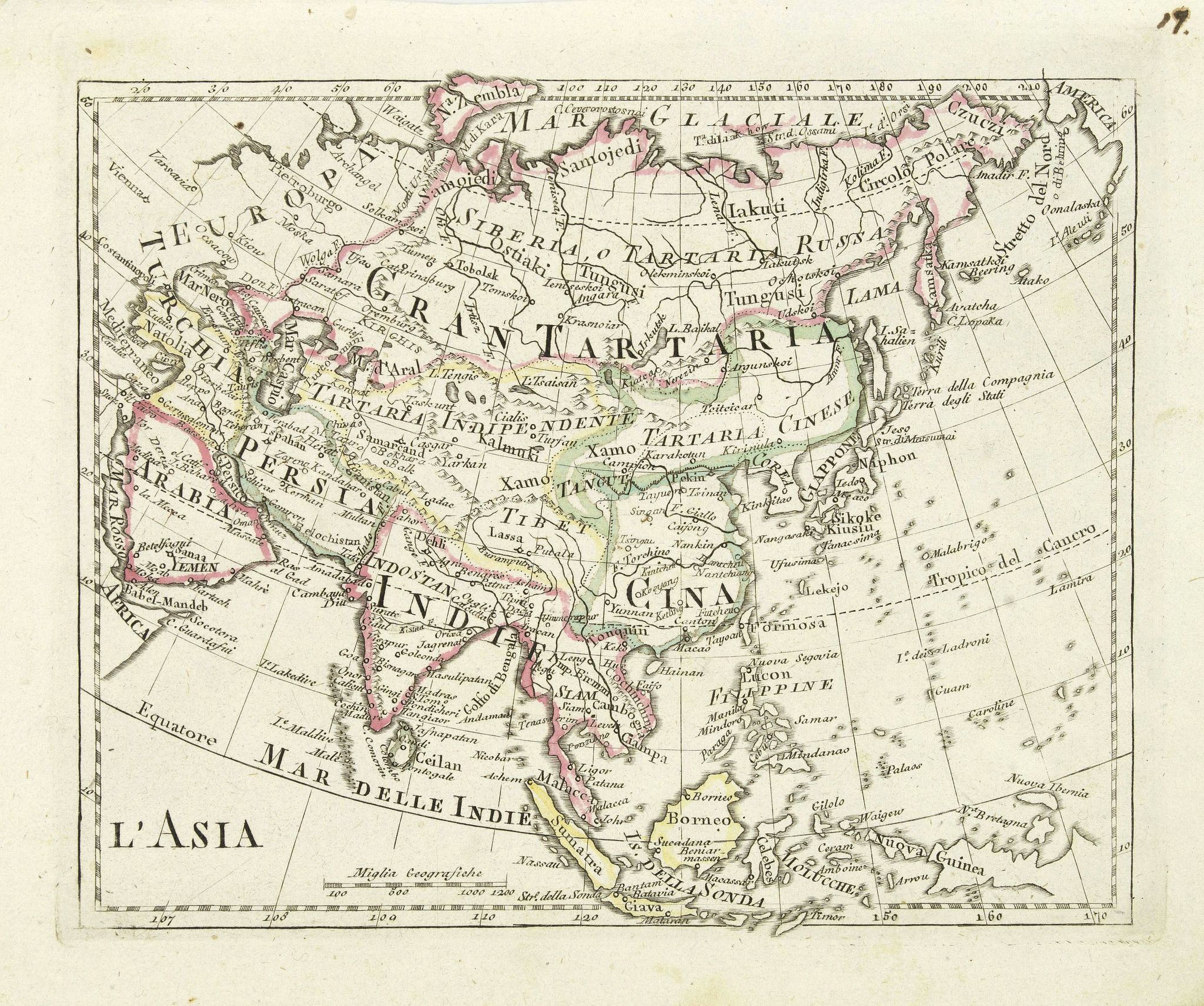 OLIVIERI, L'Asia, antique map, old maps