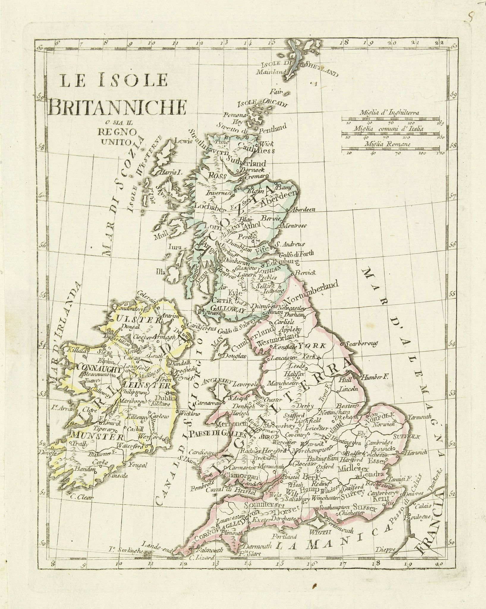 OLIVIERI, Le isole Britanniche. . ., antique map, old maps