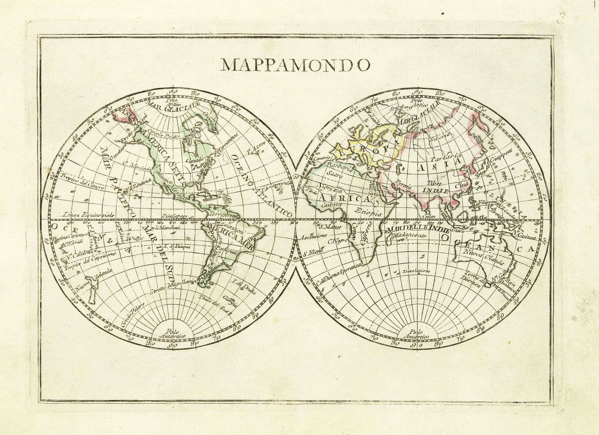 OLIVIERI, Mappamondo., antique map, old maps