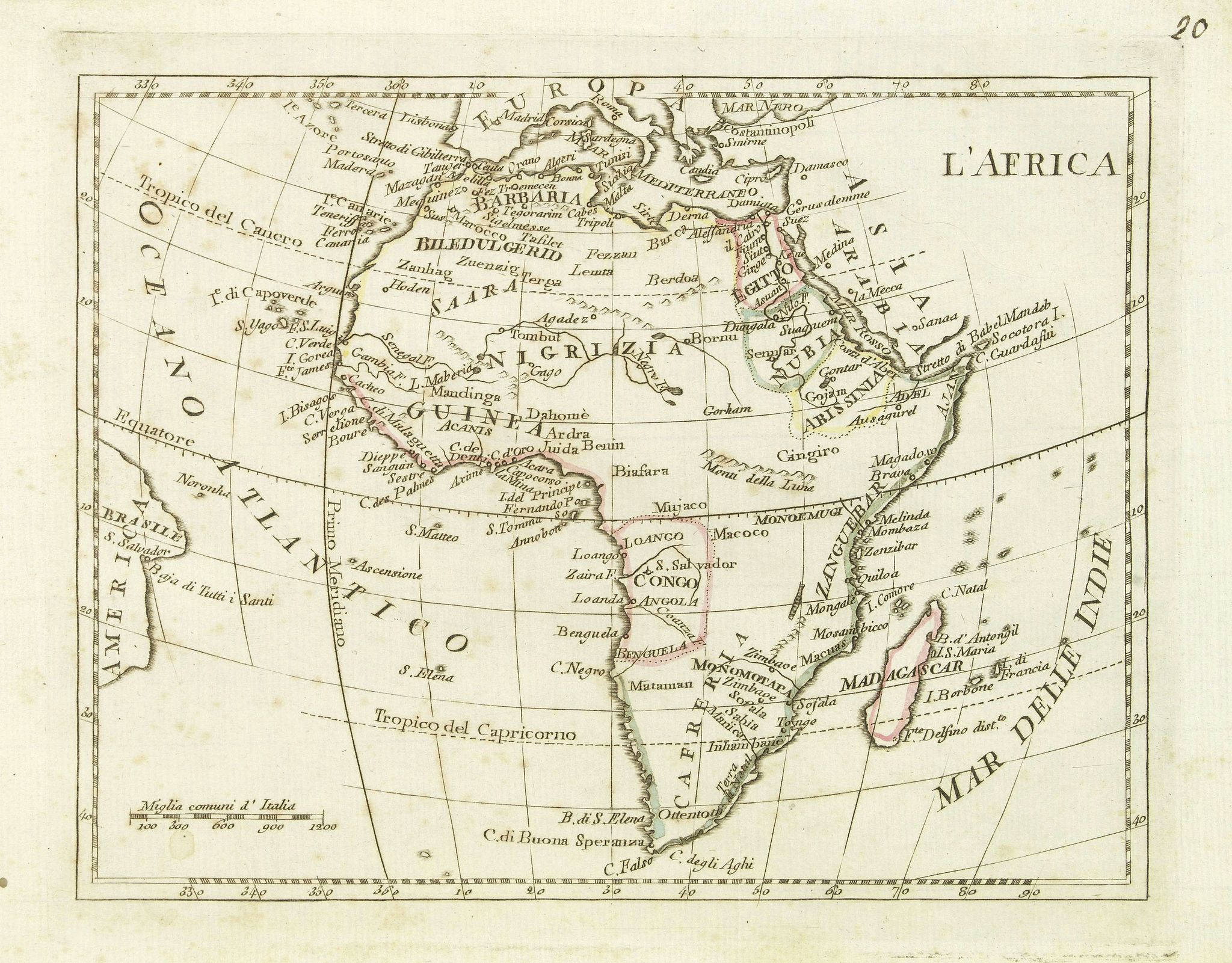 OLIVIERI, L'Africa., antique map, old maps