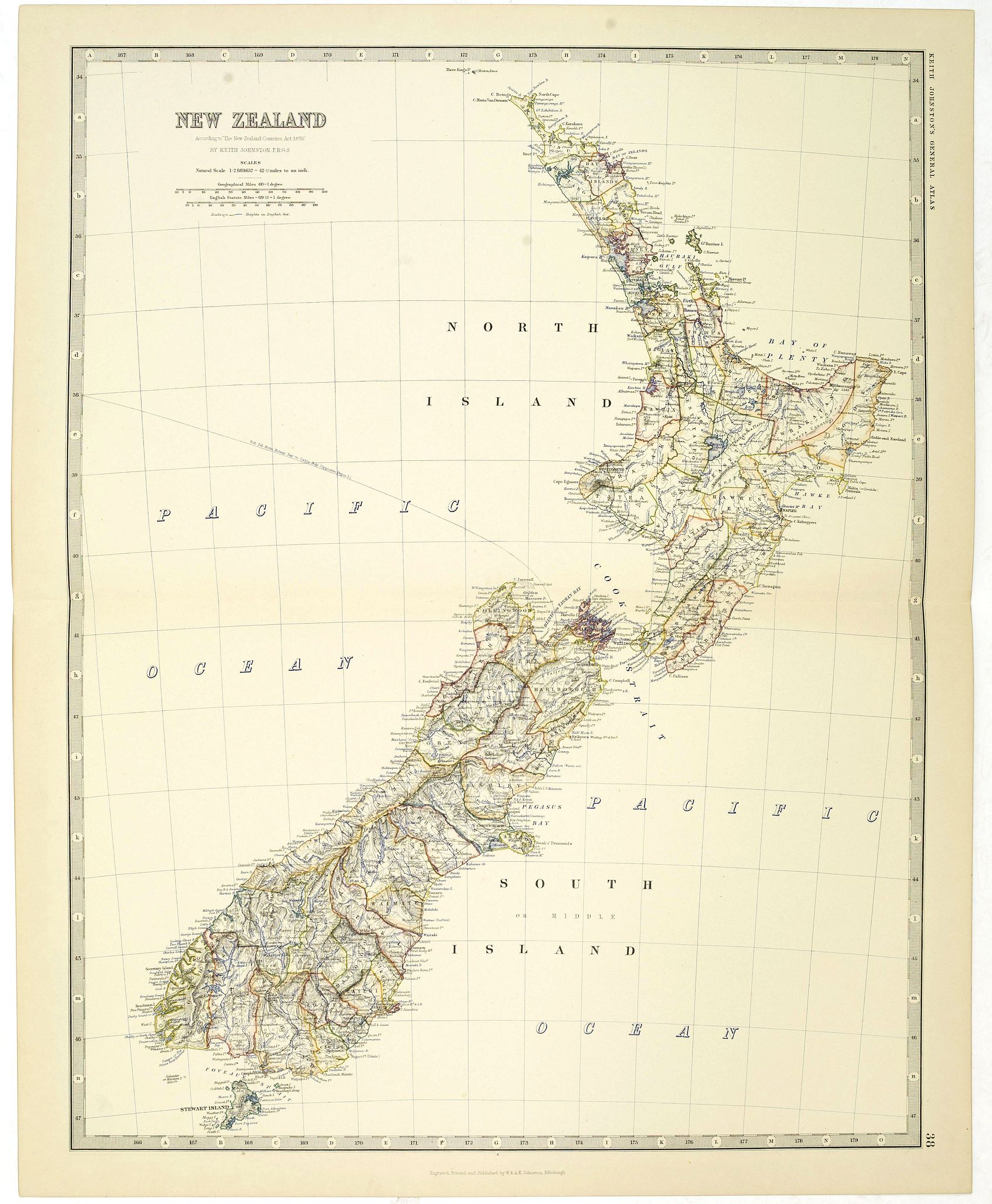 JOHNSTON, K., New Zealand. . ., antique map, old maps