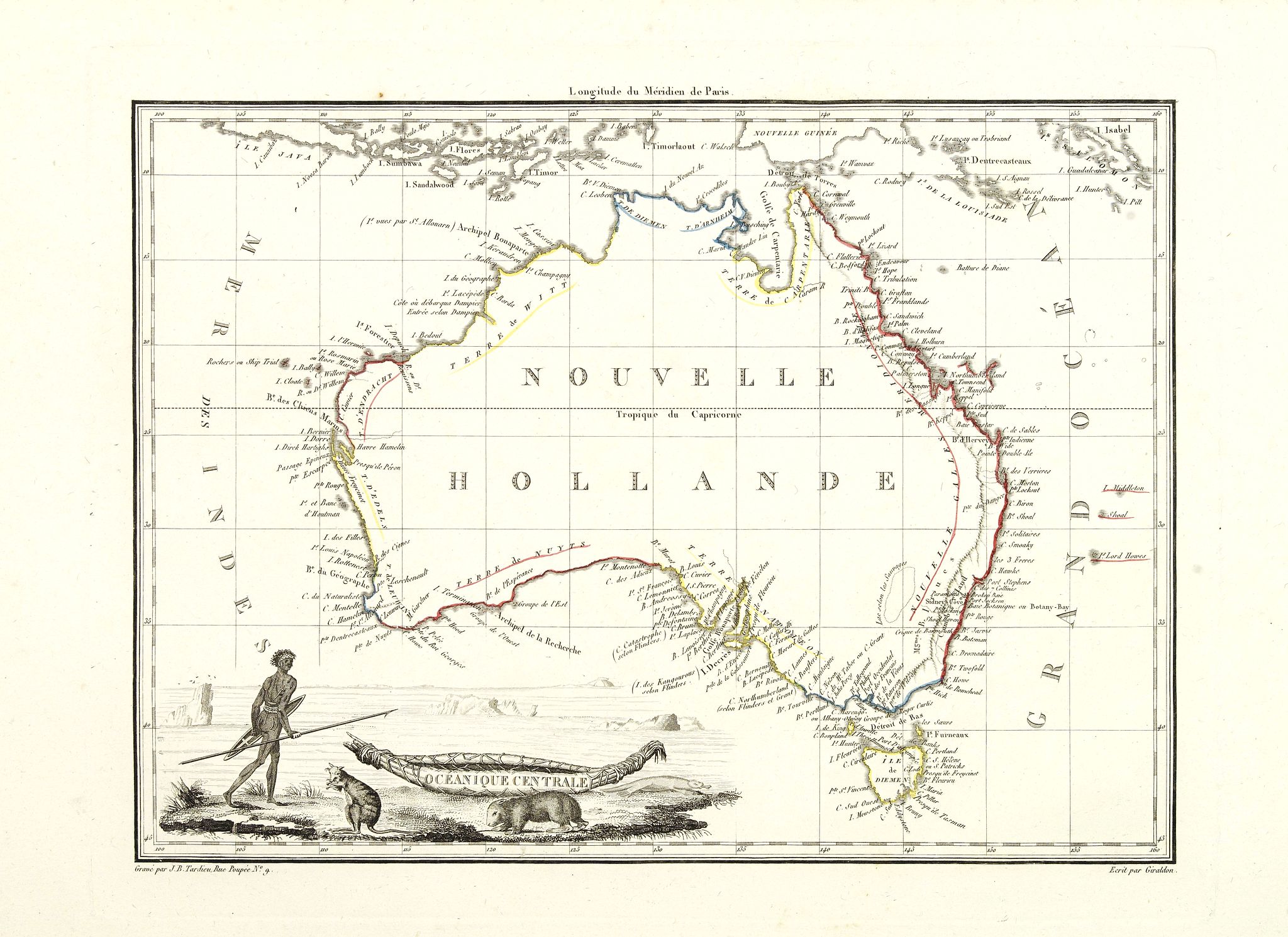 LAPIE, P., Oceanique centrale., antique map, old maps