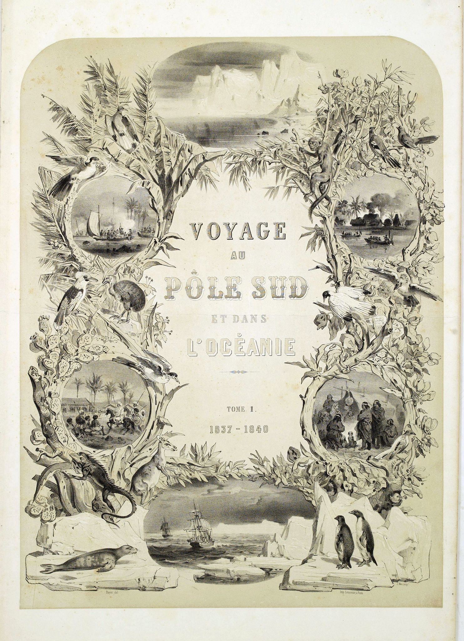 D'URVILLE, J.D., (Title page) Voyage au Pole Sud et dans l'Oceanie. . ., antique map, old maps