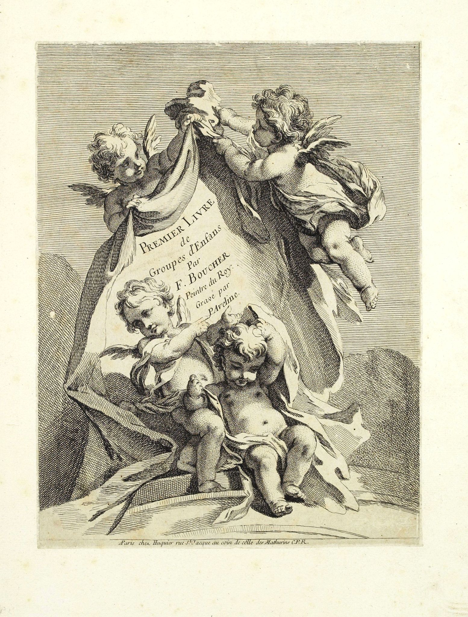 BOUCHER, F., (Title page) Premier livre de groupes d'enfants., antique map, old maps