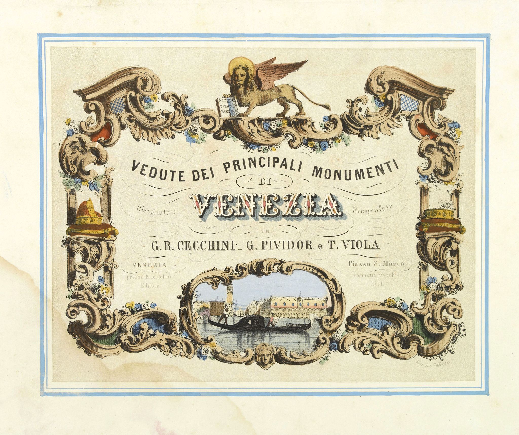 CECCHINI, G.B., G.PIVIDOR, Vedute dei principali monumenti di Venezia., antique map, old maps